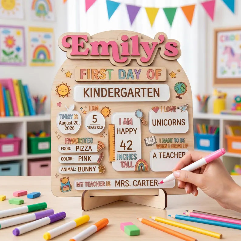 Custom First Day of School Sign, Back to School Board, Preschool Kindergarten 1st Day of School Sign, Last Day of School Keepsake. SBPETAL08