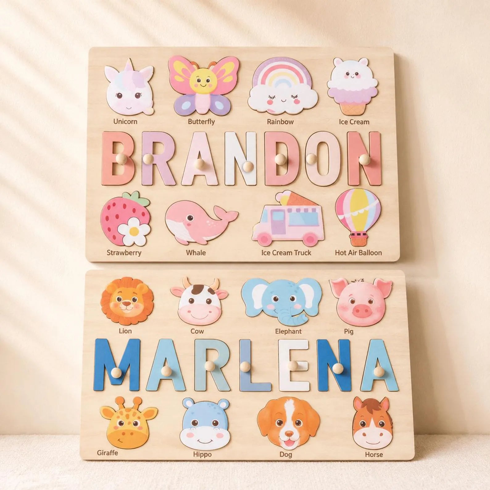 Personalized Wooden Name Puzzle | Custom Montessori Toy | Toddler Learning Toy | Baby Shower Gift | 1st Birthday Gift | Nursery Decor. NPPETAL15