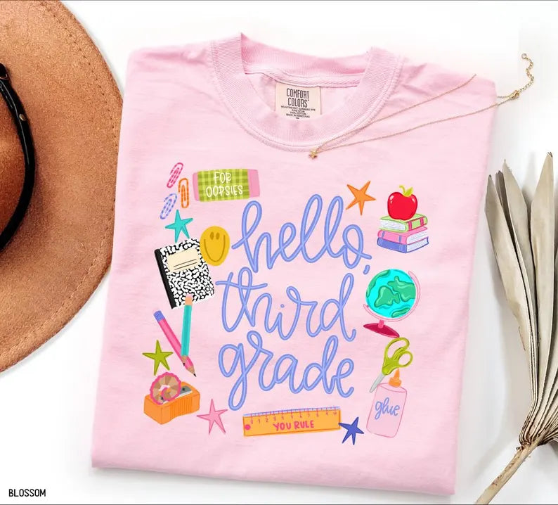 Hello Grade Shirt, Comfort Colors Tee, Back To School Teacher Tee, First Grade Shirt, Cute School Graphic Tee, Teacher Student Shirt, Second. SPETAL14