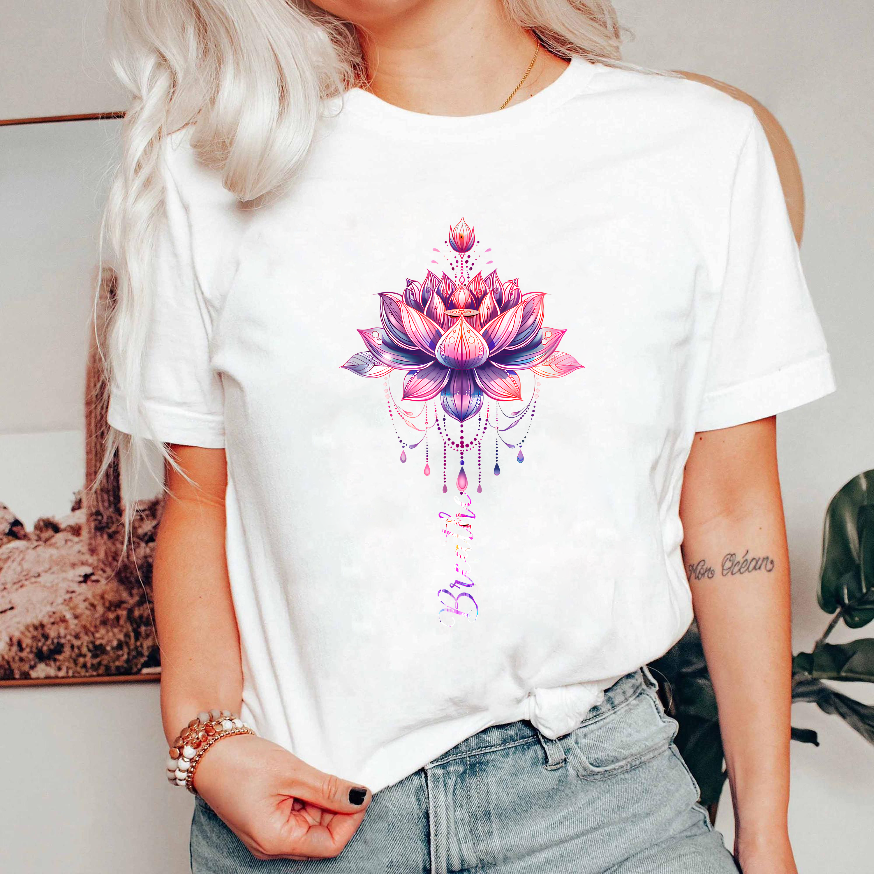 Lotus Flower Breathe Shirt, Yoga Meditation Tee, Spiritual Lotus Graphic T-Shirt, Mindfulness Relaxation Gift