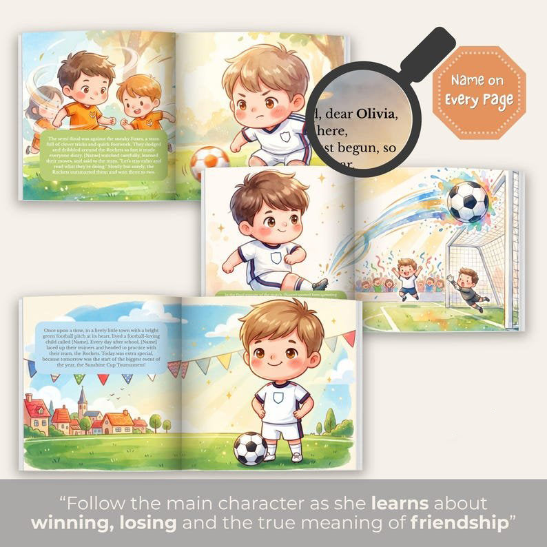Personalized Football Book, Birthday Gift Boy Sports Story, Children Tale Young Reader, Custom Name Keepsake Present Kid Athlete PBOOK06