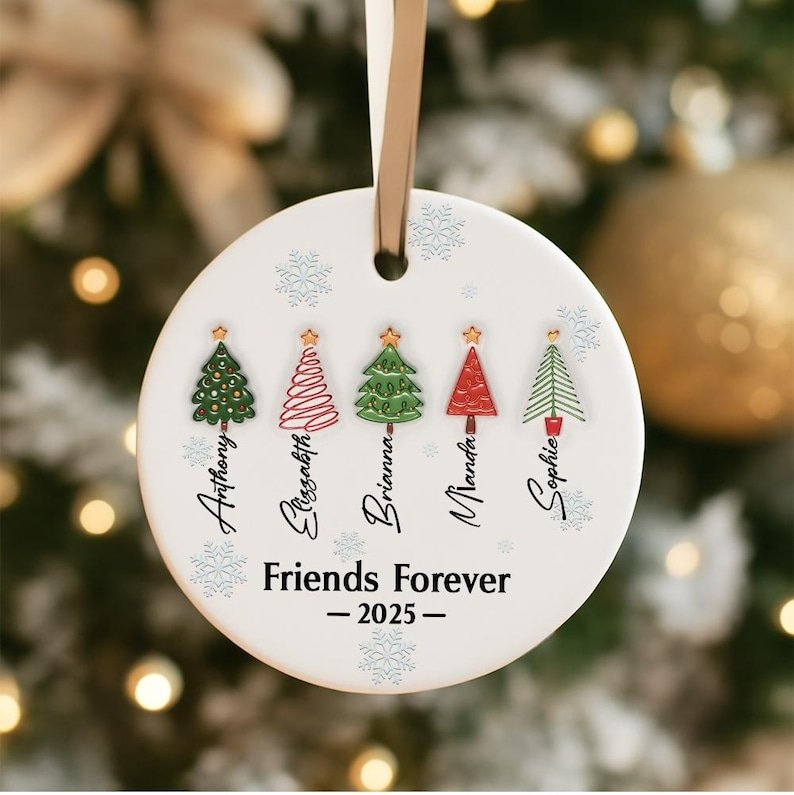Personalized Friends Forever Ornament 2025, Custom Names Christmas Tree Keepsake, Best Friends Xmas Ceramic Decoration Gift, Besties Gift CERAMIC05