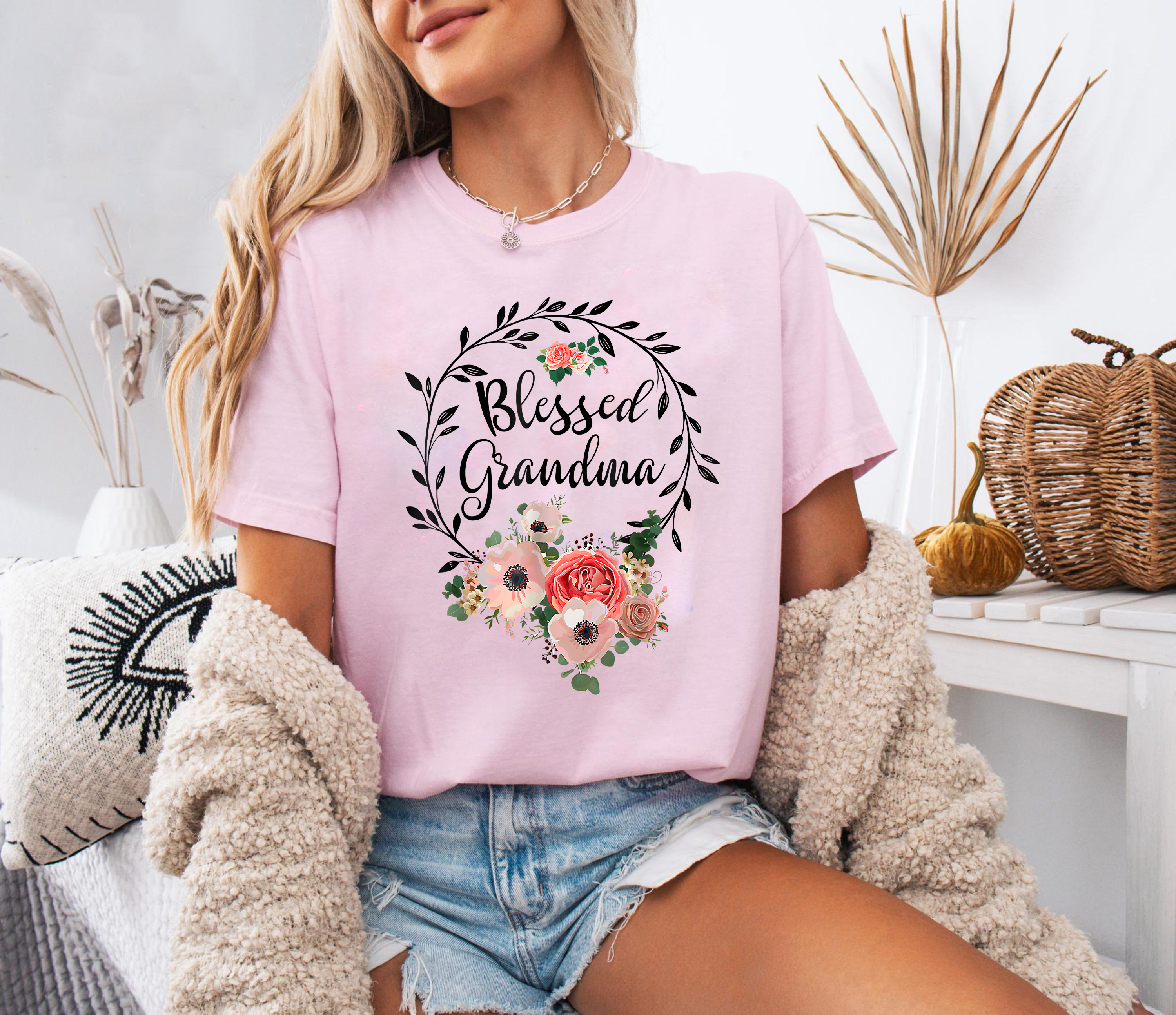 Blessed Grandma Shirt, Floral Grandma Tee, Mother's Day Gift for Grandma, Nana Shirt, Vintage Flower Graphic Tee
