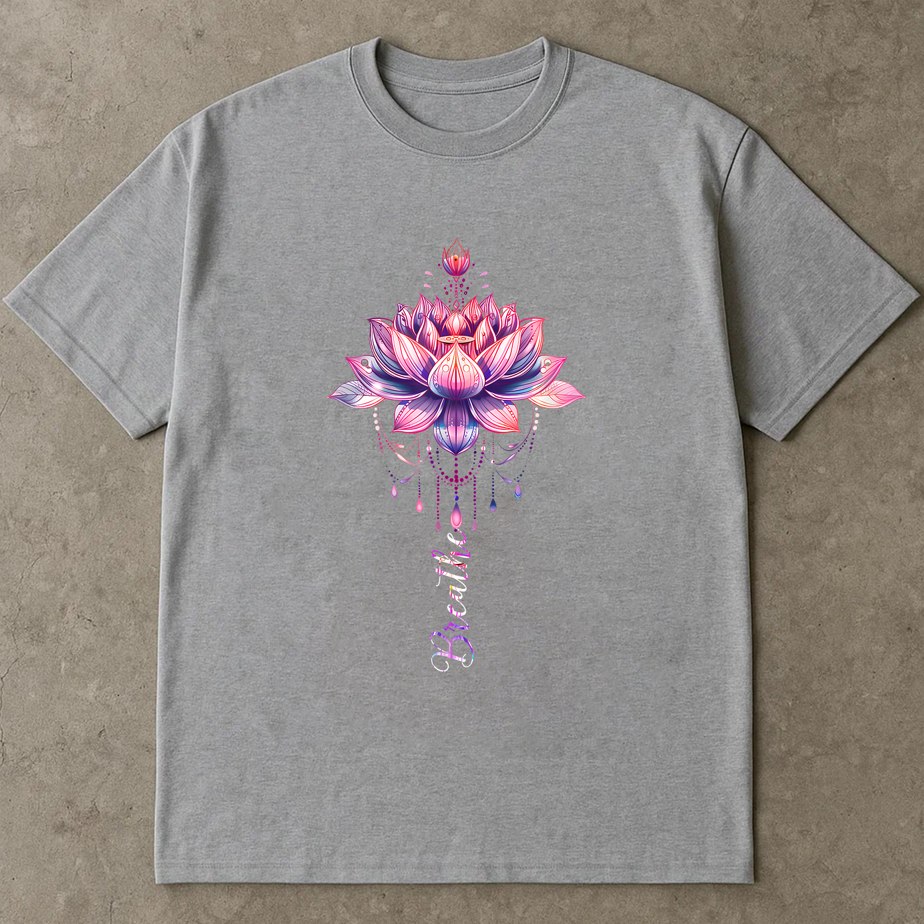 Lotus Flower Breathe Shirt, Yoga Meditation Tee, Spiritual Lotus Graphic T-Shirt, Mindfulness Relaxation Gift