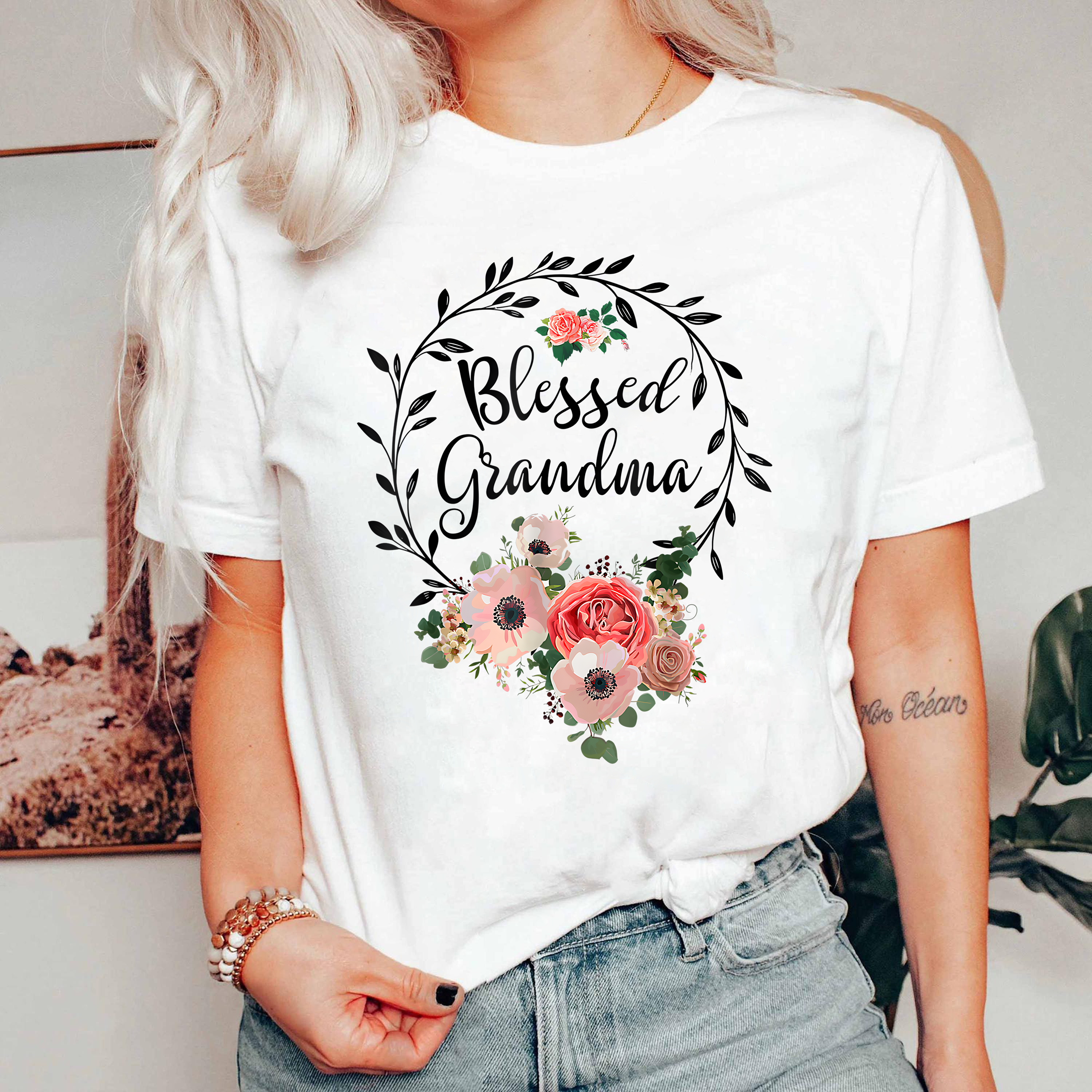 Blessed Grandma Shirt, Floral Grandma Tee, Mother's Day Gift for Grandma, Nana Shirt, Vintage Flower Graphic Tee
