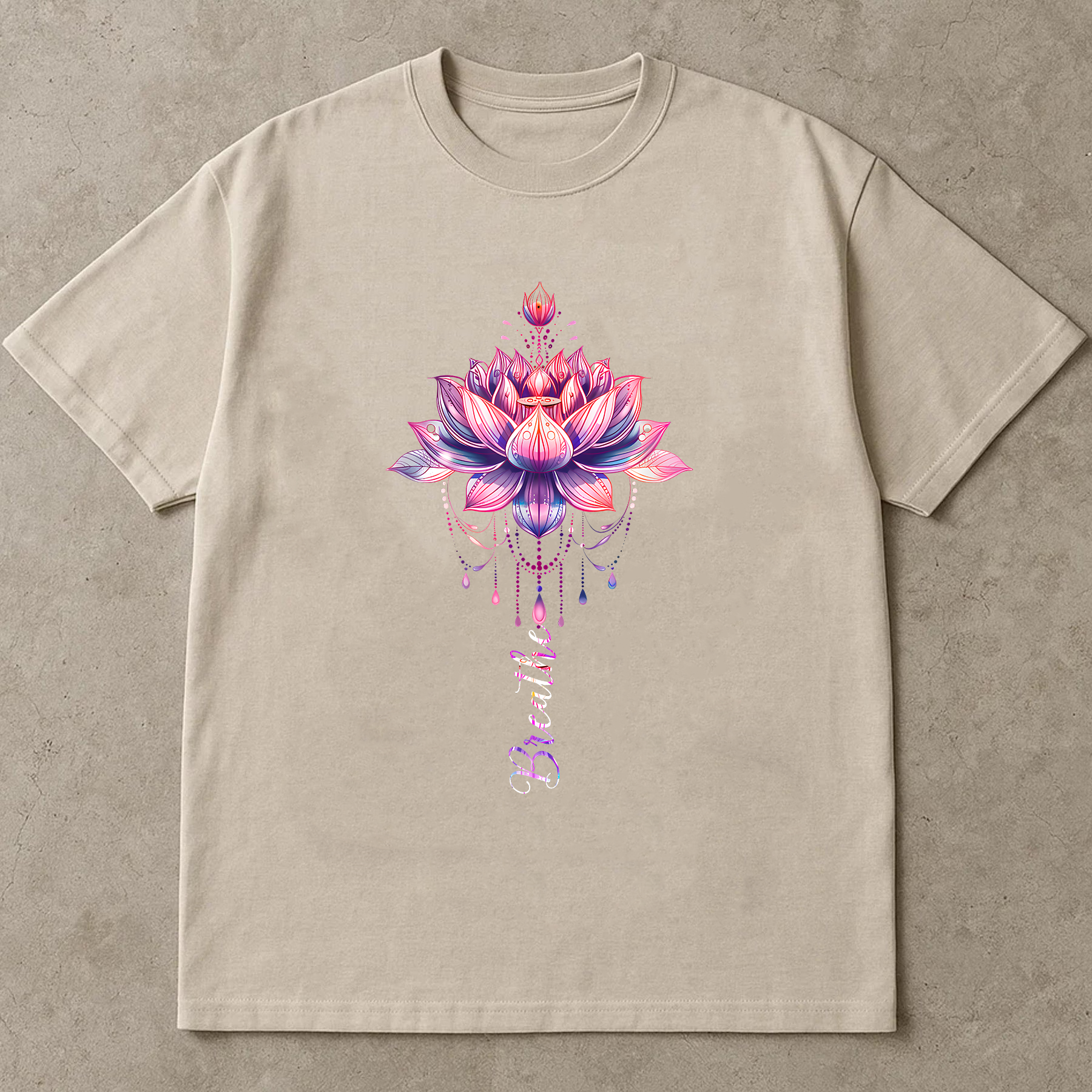 Lotus Flower Breathe Shirt, Yoga Meditation Tee, Spiritual Lotus Graphic T-Shirt, Mindfulness Relaxation Gift