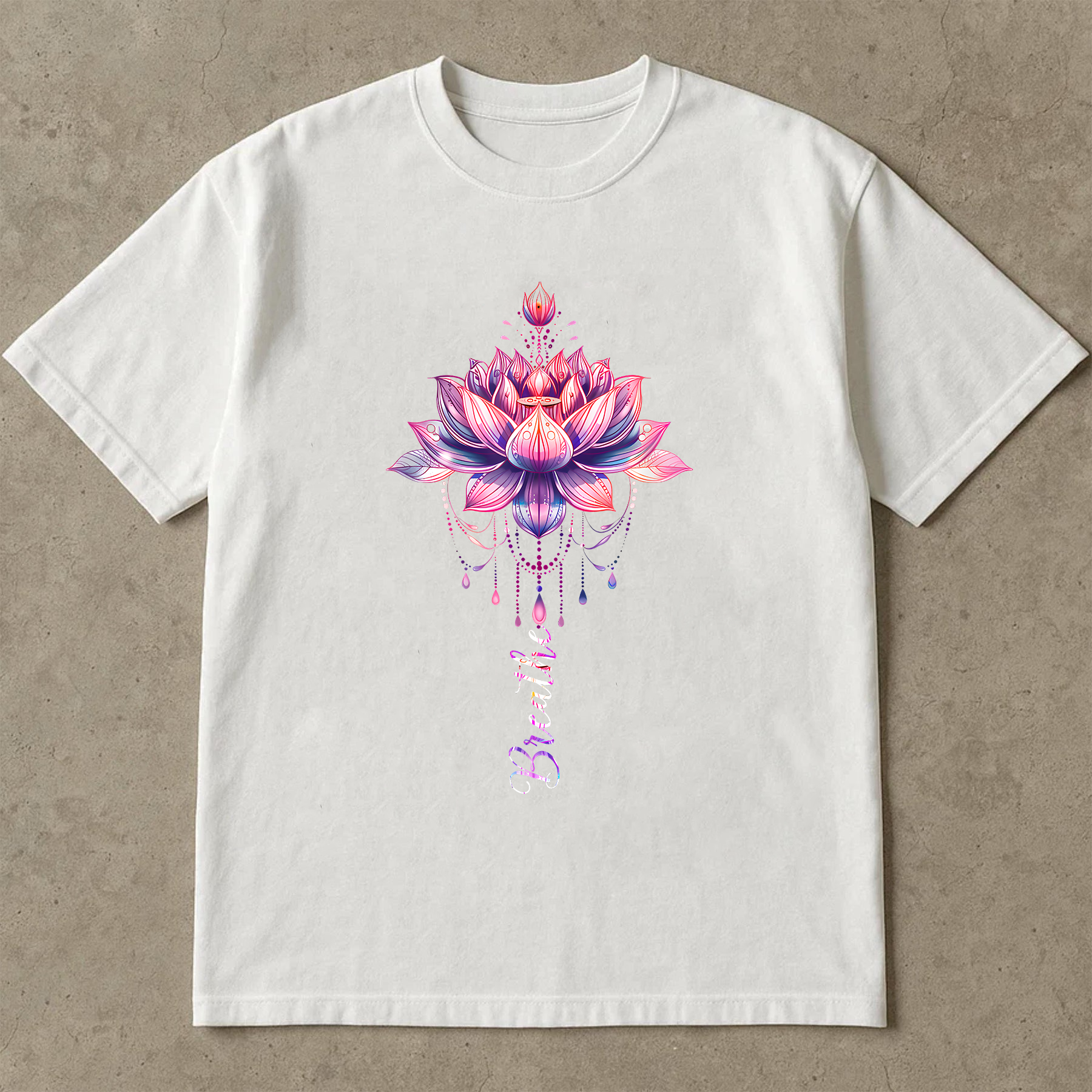 Lotus Flower Breathe Shirt, Yoga Meditation Tee, Spiritual Lotus Graphic T-Shirt, Mindfulness Relaxation Gift