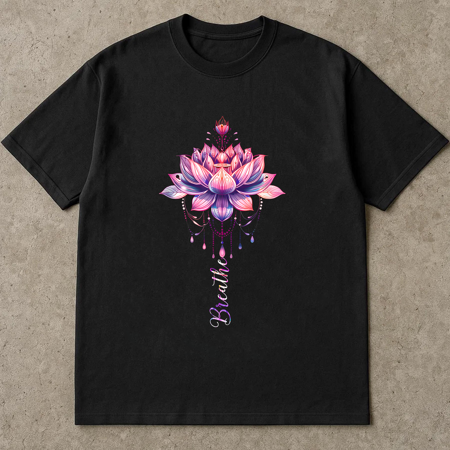 Lotus Flower Breathe Shirt, Yoga Meditation Tee, Spiritual Lotus Graphic T-Shirt, Mindfulness Relaxation Gift