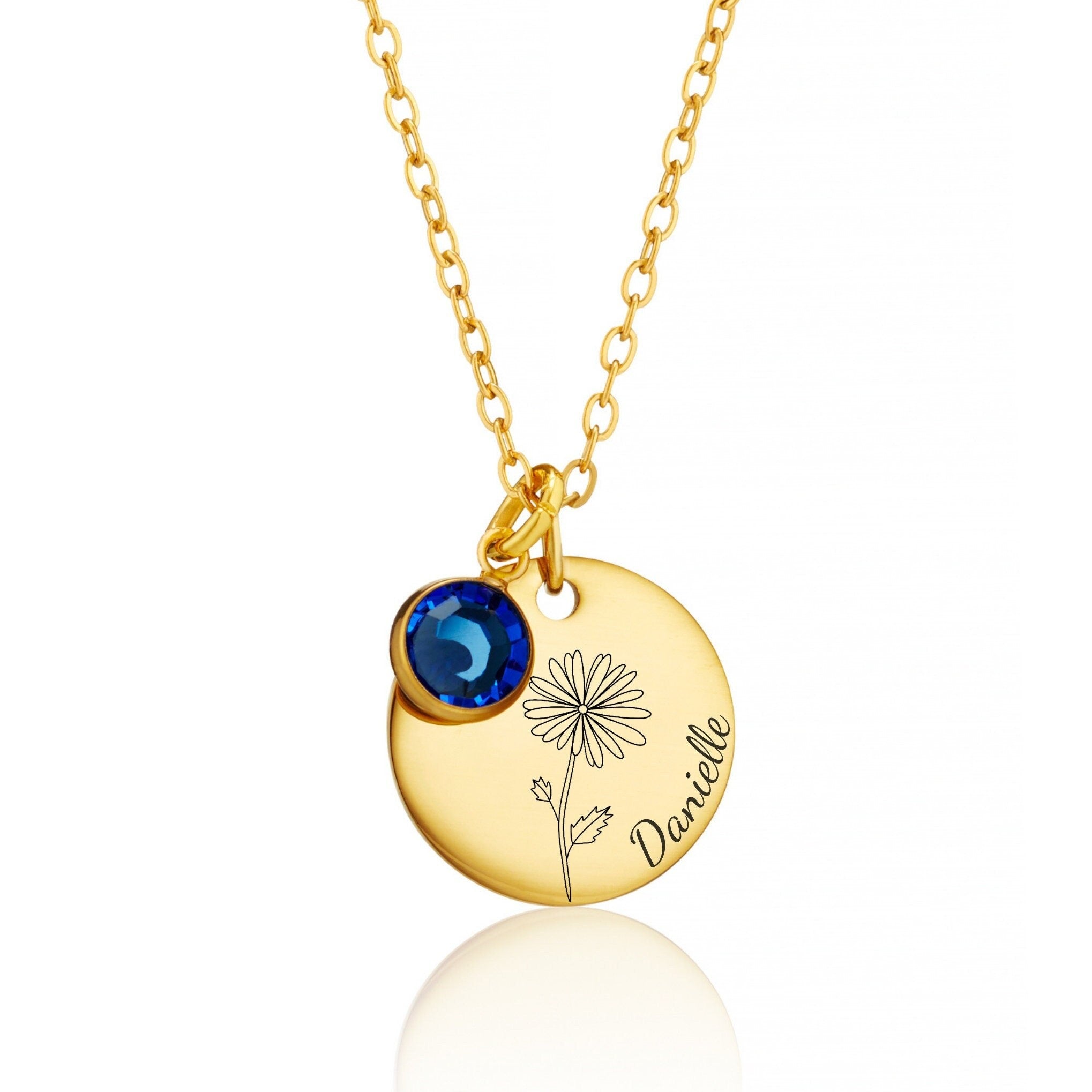 Birth Flower Necklace, Births Stone Necklaces, Women Girl Gift for Wedding, Birthday Gift for Her