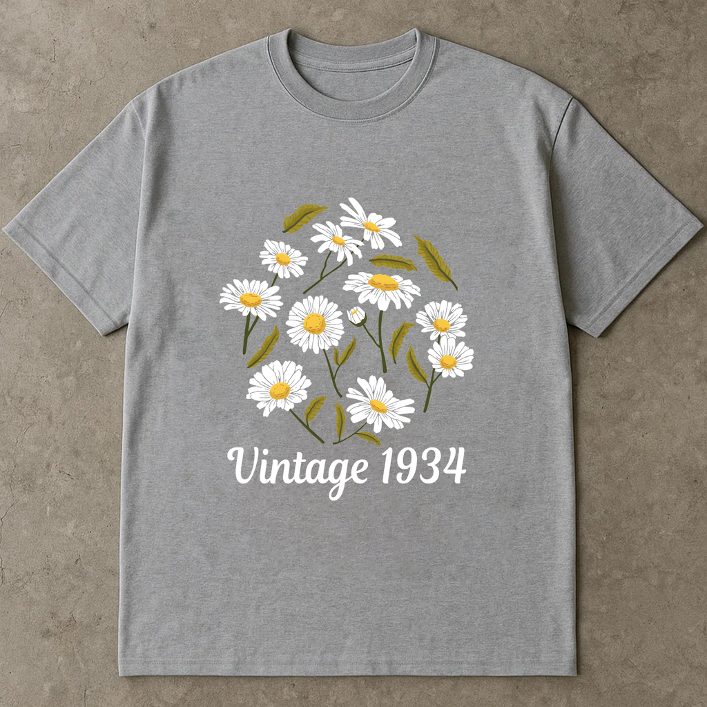 Vintage 1934 Daisy Shirt, Retro Floral Tee, 1934 Birthday Gift Shirt, Daisy Flower Shirt, Vintage Birth Year Shirt
