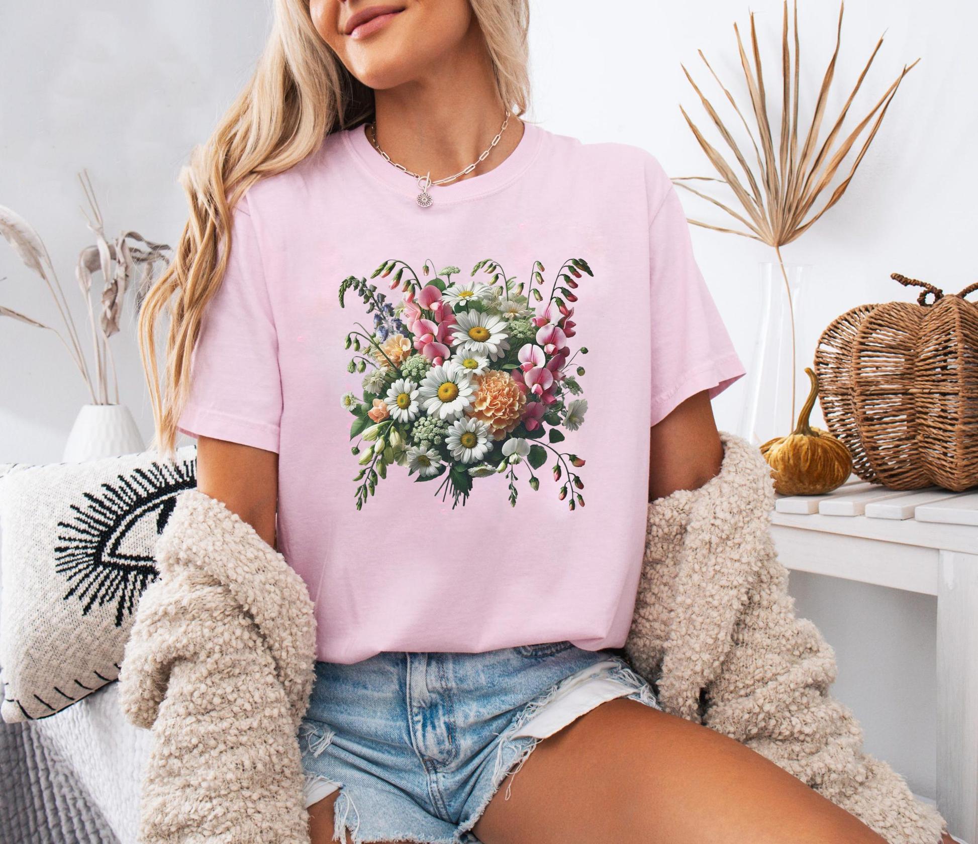 Birth Month Flower Shirt, Daisy Sweet Pea April Tee, Carnation January T-Shirt, Primrose Floral Tee, Personalized Birthday Gift