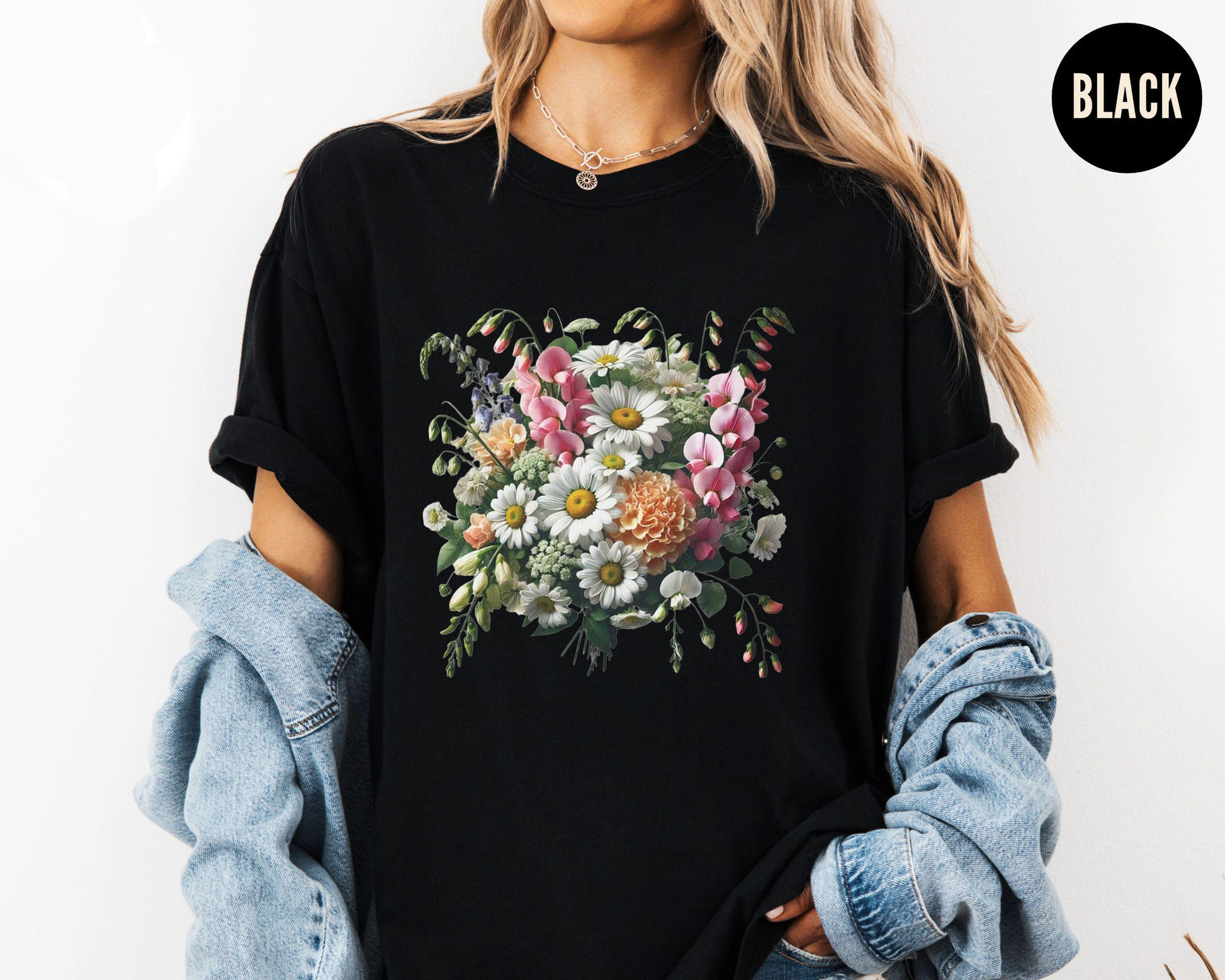 Birth Month Flower Shirt, Daisy Sweet Pea April Tee, Carnation January T-Shirt, Primrose Floral Tee, Personalized Birthday Gift