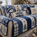 Winter Christmas Quilted Sofa Cover, Cute Snowman Christmas Pattern Sofa Cover, Patchwork Couch Throw, Sofa Protector, Holiday Sofa Decor QUILTSOFA62