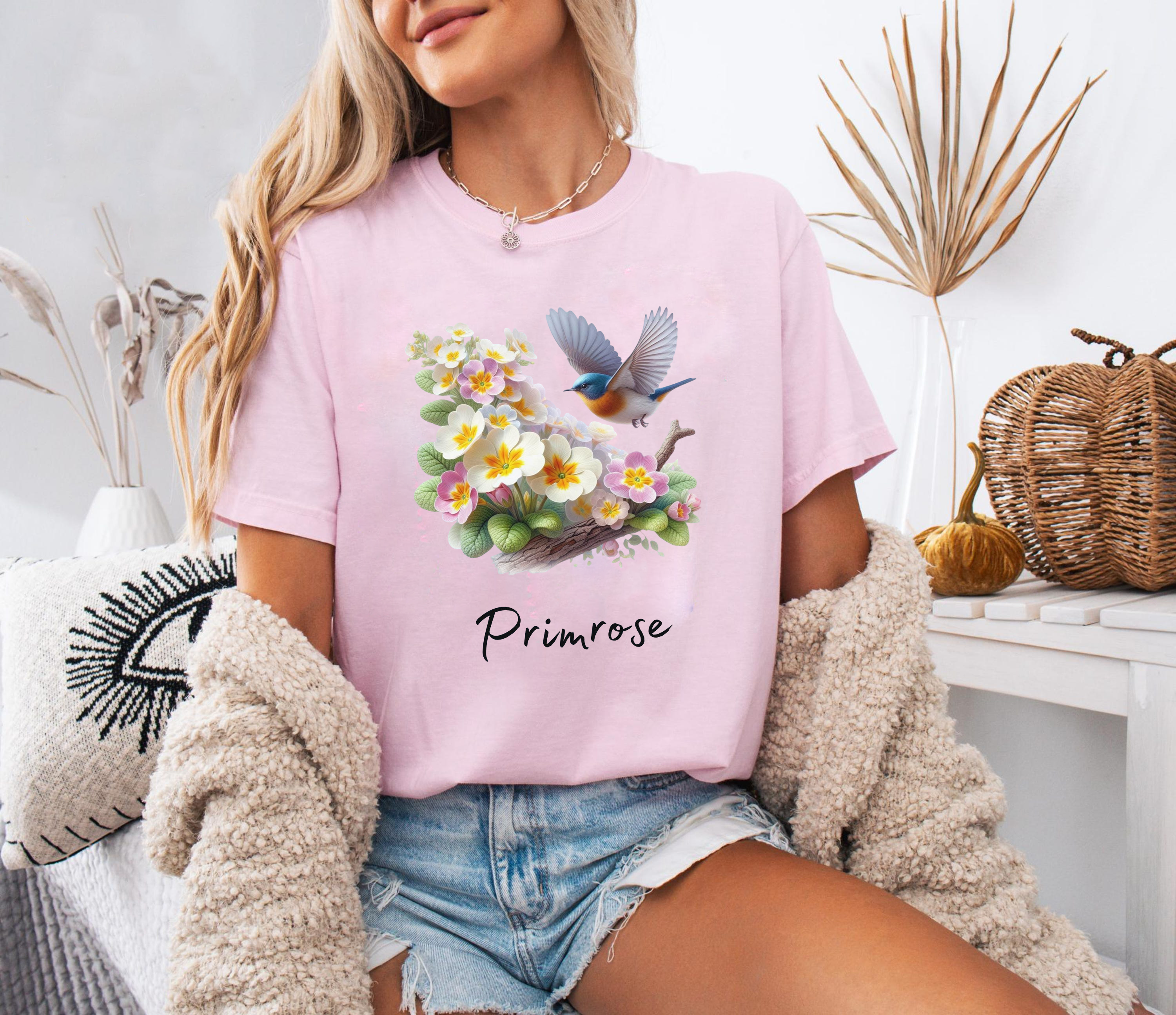February Birth Flower Shirt, Primrose Flower Tee, Floral Birthday Shirt February, Watercolor Primrose T-Shirt, Gift for Her Birthday