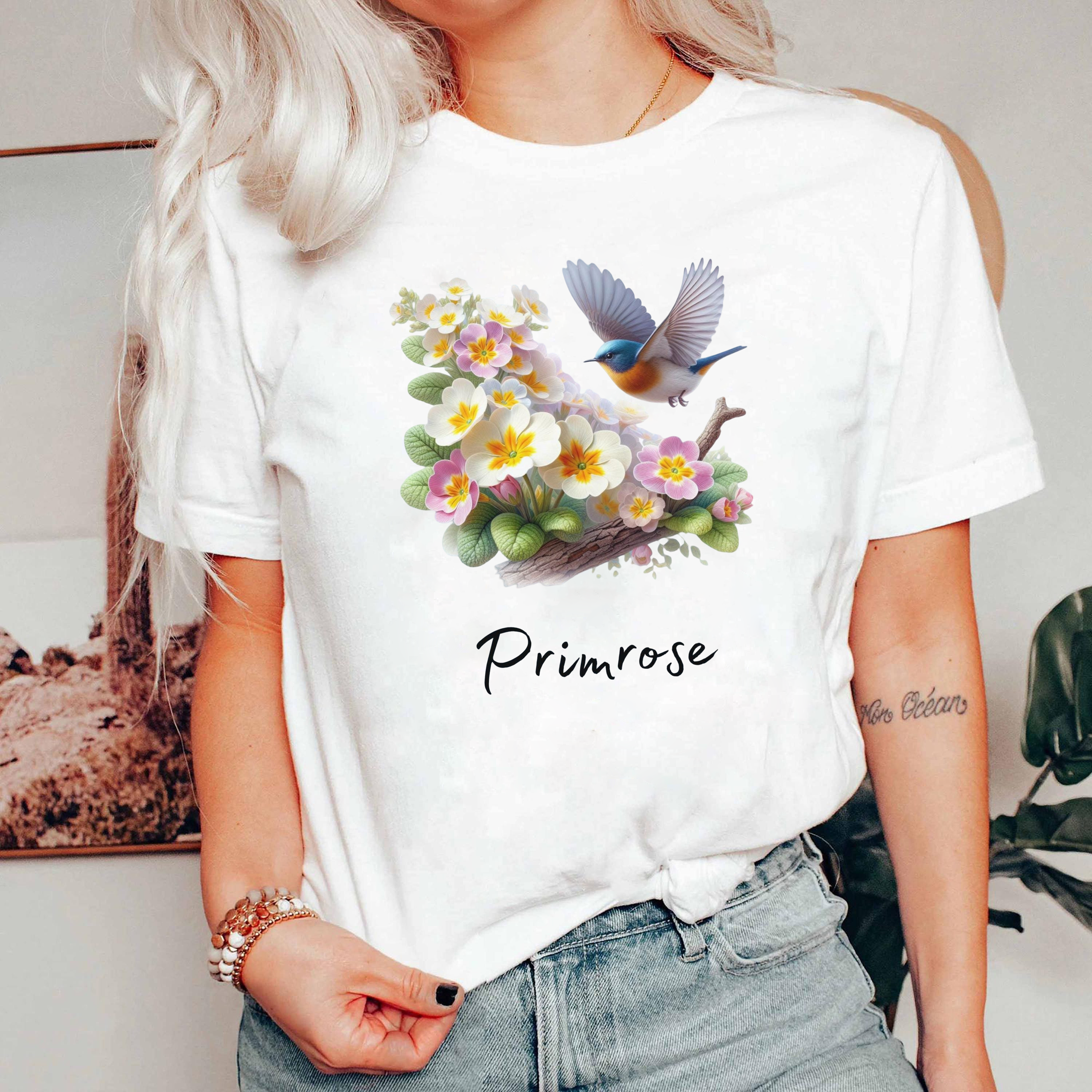 February Birth Flower Shirt, Primrose Flower Tee, Floral Birthday Shirt February, Watercolor Primrose T-Shirt, Gift for Her Birthday