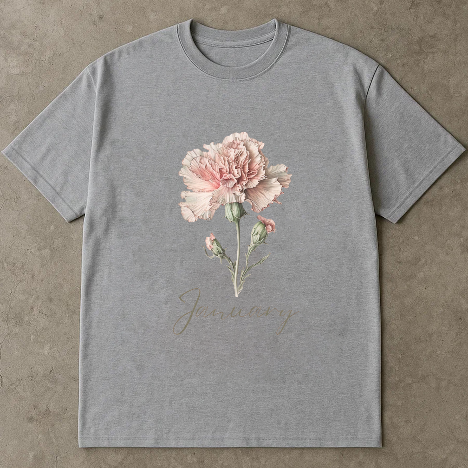 January Birth Flower Shirt, Carnation Flower Tee, Birth Month Floral T-Shirt, Carnation Gift Tee, January Birthday Flower Shirt