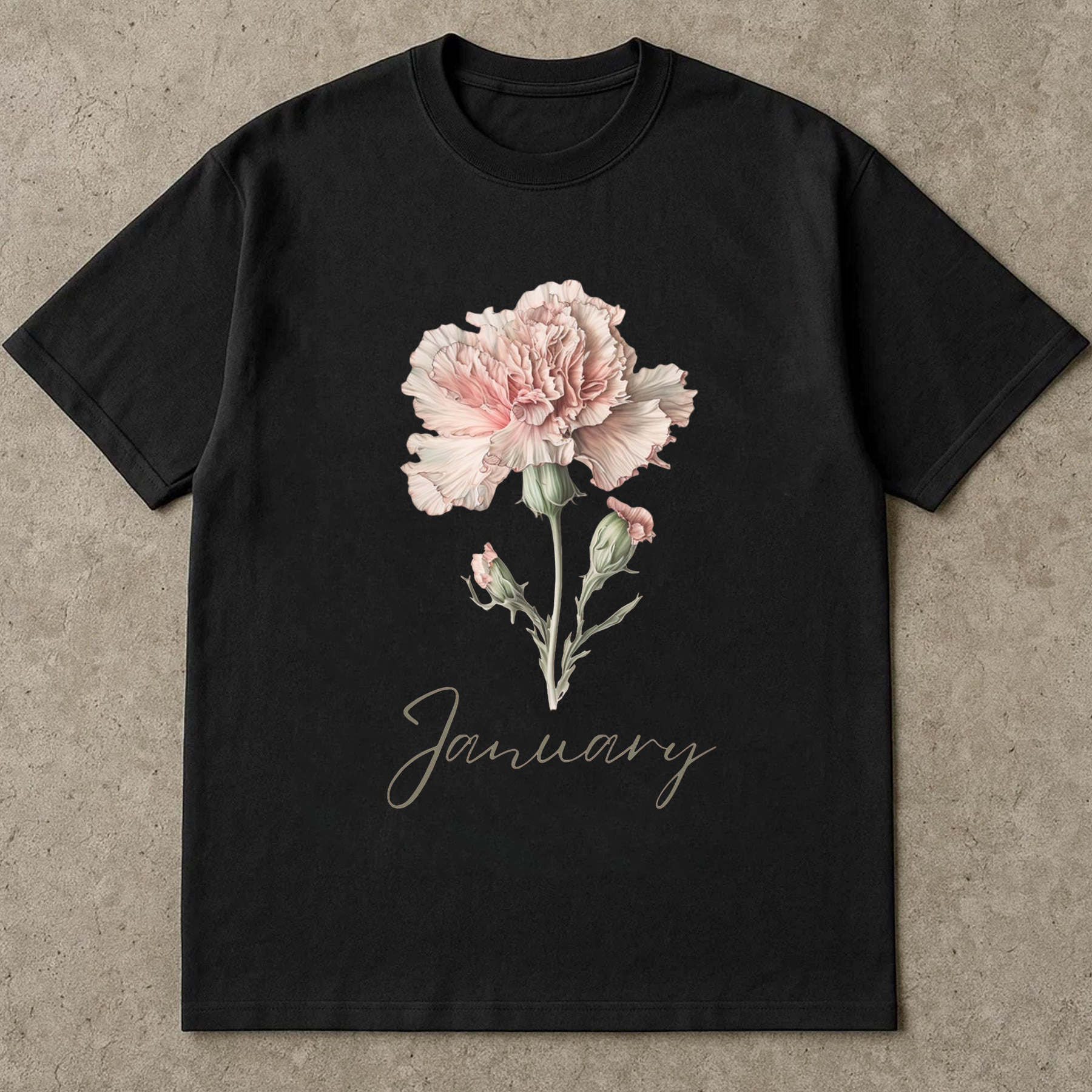 January Birth Flower Shirt, Carnation Flower Tee, Birth Month Floral T-Shirt, Carnation Gift Tee, January Birthday Flower Shirt