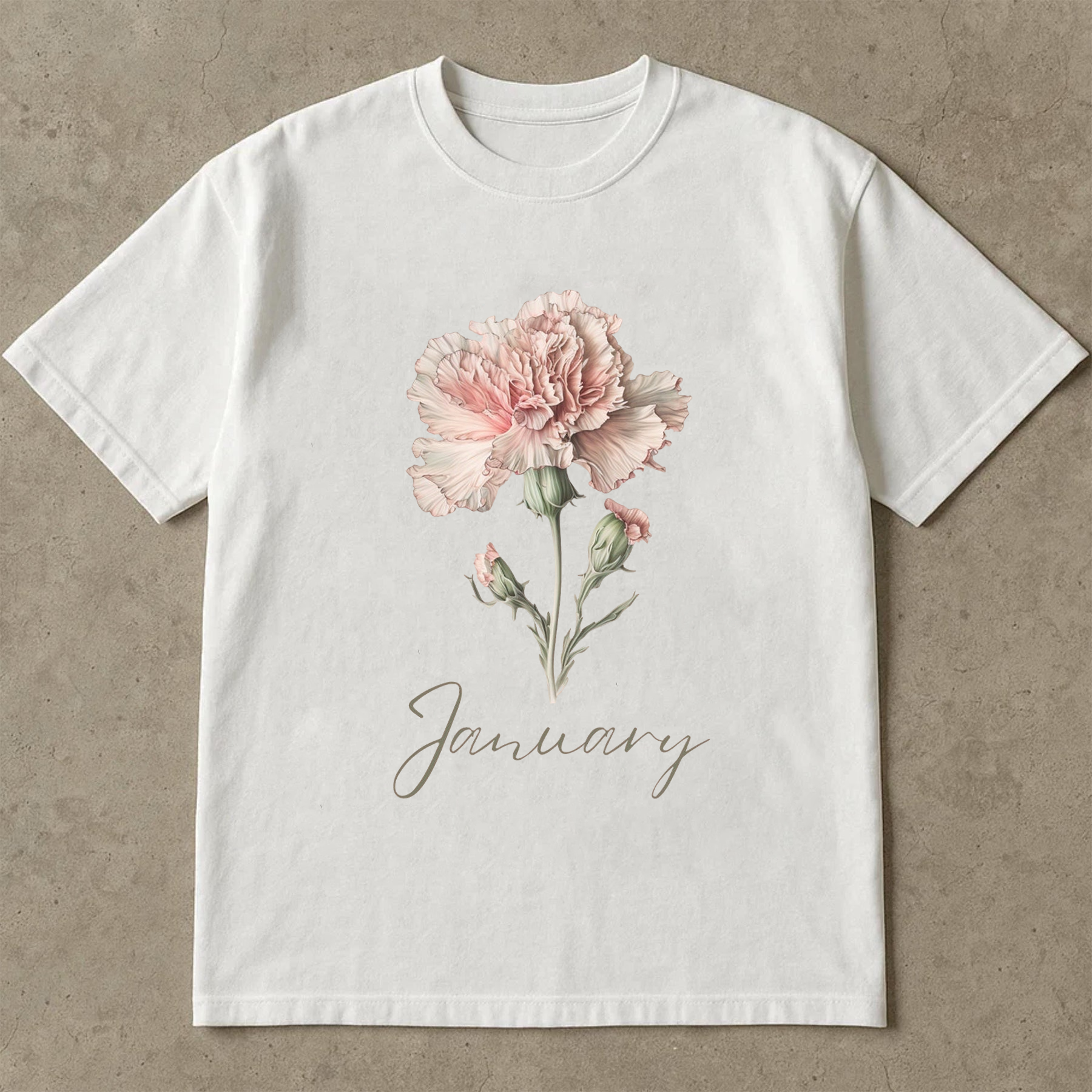 January Birth Flower Shirt, Carnation Flower Tee, Birth Month Floral T-Shirt, Carnation Gift Tee, January Birthday Flower Shirt