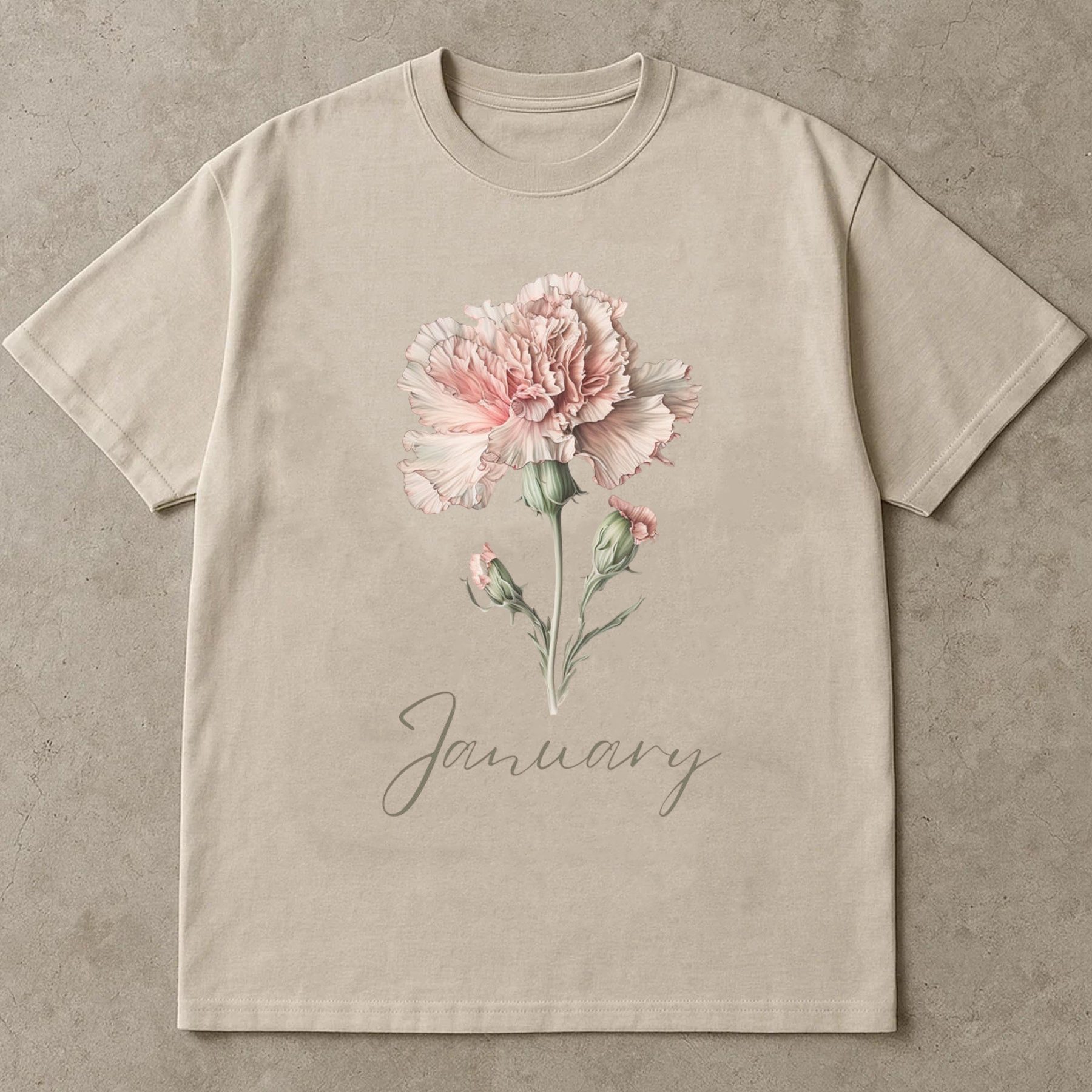January Birth Flower Shirt, Carnation Flower Tee, Birth Month Floral T-Shirt, Carnation Gift Tee, January Birthday Flower Shirt