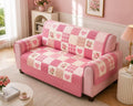 Pink Heart Quilted Sofa Cover, Pink Pattern Sofa Cover, Patchwork Couch Throw, Sofa Protector, Holiday Sofa Decor QUILTSOFA65