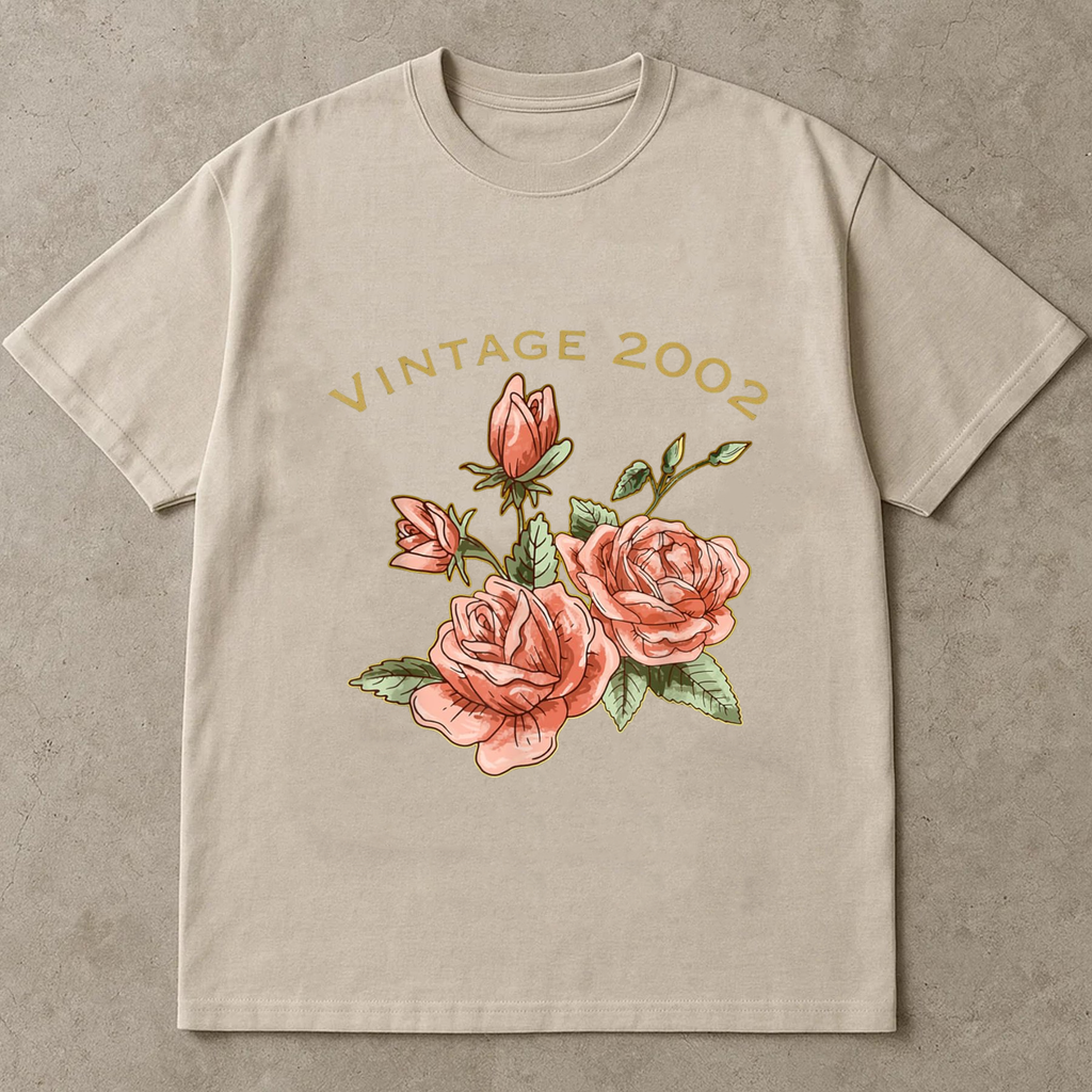 Vintage 2002 Rose Shirt, Retro Floral Birthday Shirt, Vintage Year Flower Tee, 2000s Aesthetic T-Shirt, Gift for Her