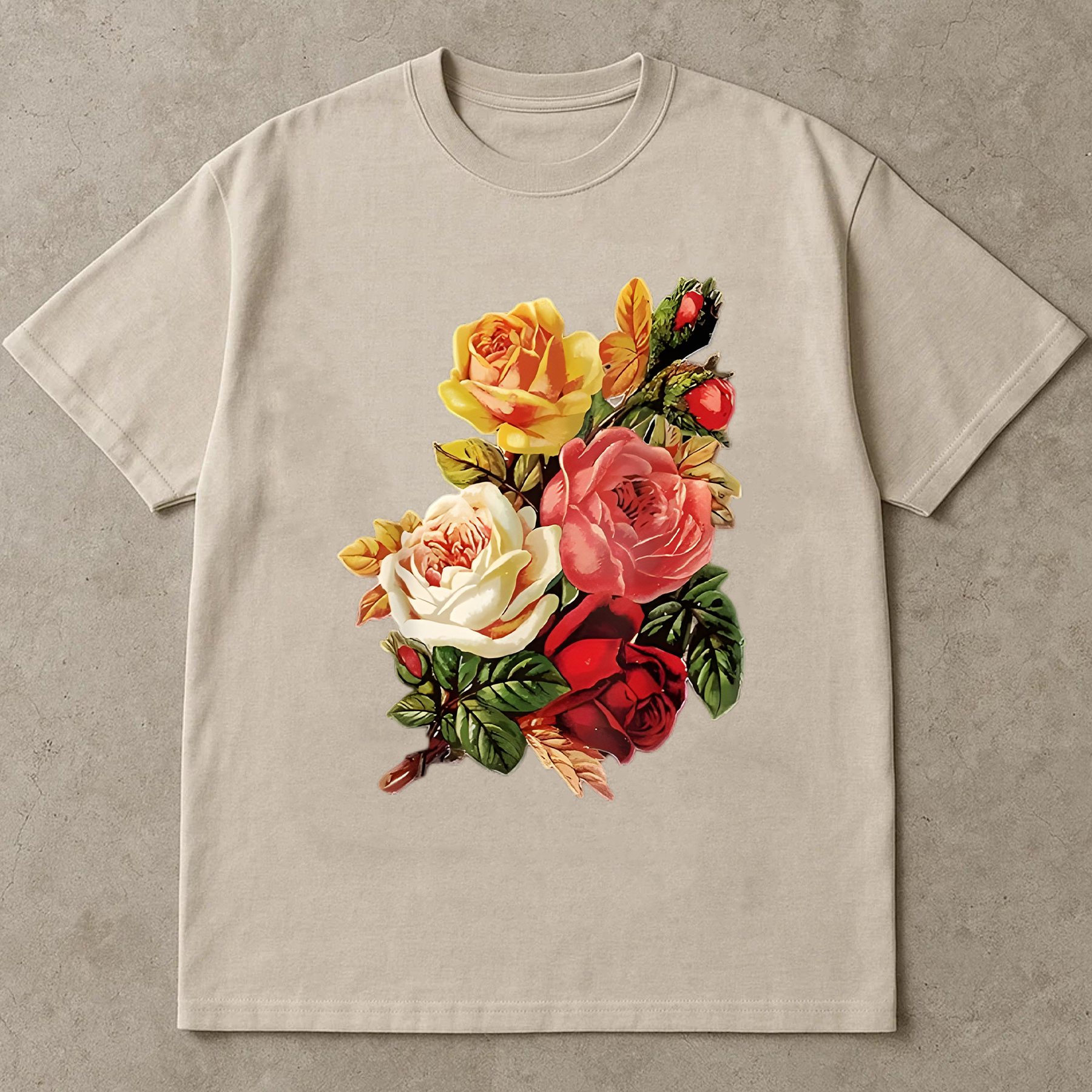 Colorful Rose Bouquet Shirt, Vintage Floral T-Shirt, Botanical Garden Tee, Romantic Flower Shirt, Cottagecore Style Tee