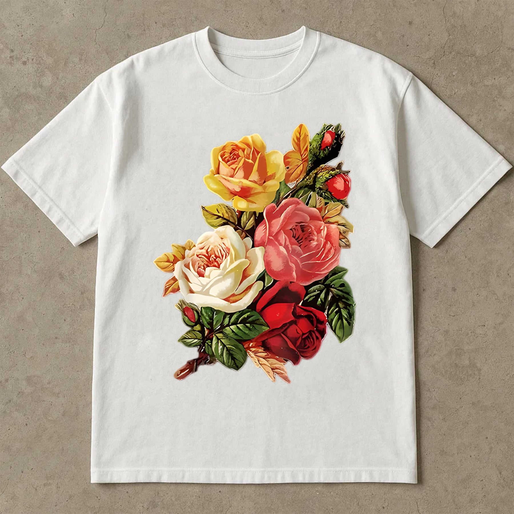 Colorful Rose Bouquet Shirt, Vintage Floral T-Shirt, Botanical Garden Tee, Romantic Flower Shirt, Cottagecore Style Tee