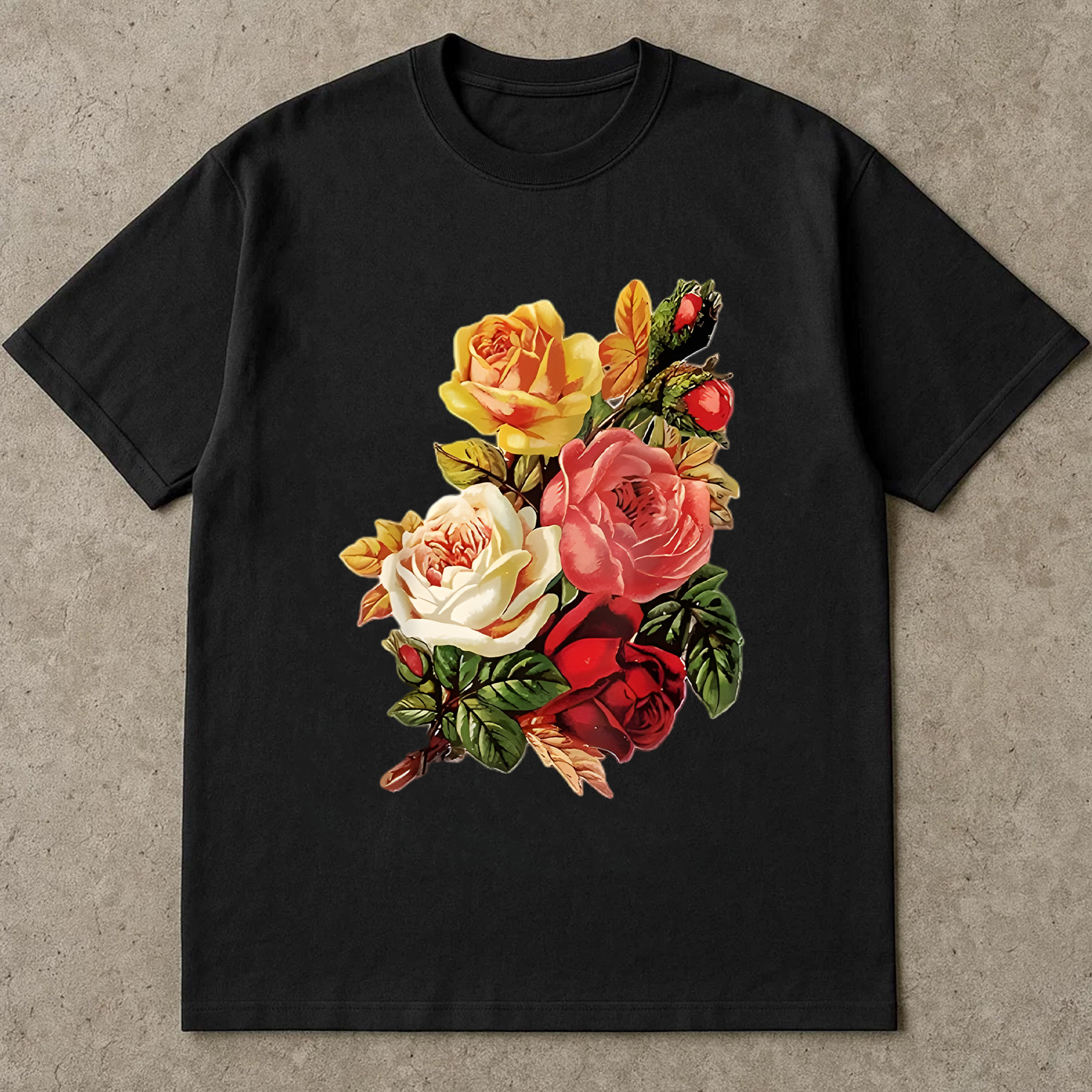 Colorful Rose Bouquet Shirt, Vintage Floral T-Shirt, Botanical Garden Tee, Romantic Flower Shirt, Cottagecore Style Tee