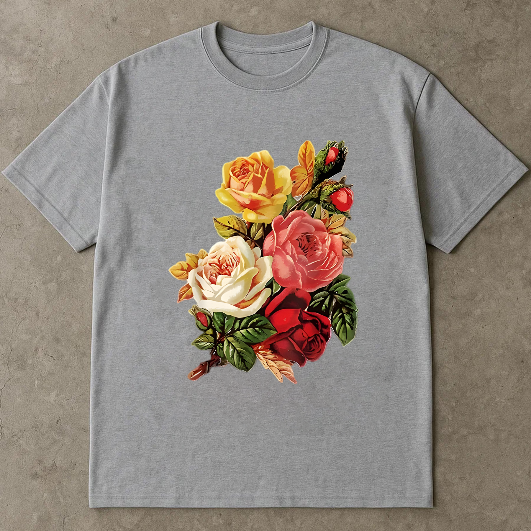 Colorful Rose Bouquet Shirt, Vintage Floral T-Shirt, Botanical Garden Tee, Romantic Flower Shirt, Cottagecore Style Tee