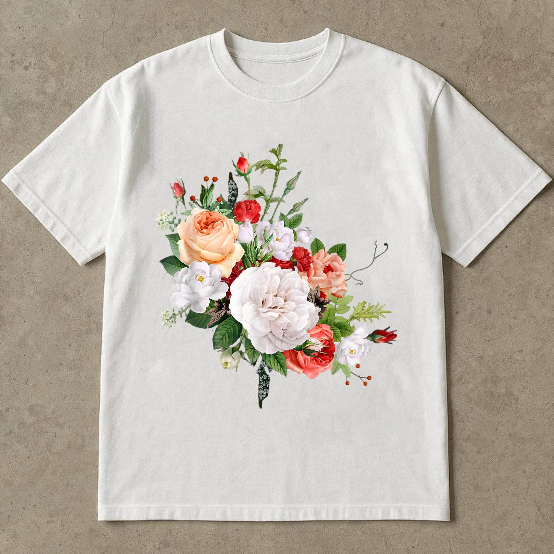 Vintage Floral Shirt, Soft Cottagecore Flower Tee, Romantic Garden Shirt, Boho Botanical T-Shirt, Elegant Rose Design Tee