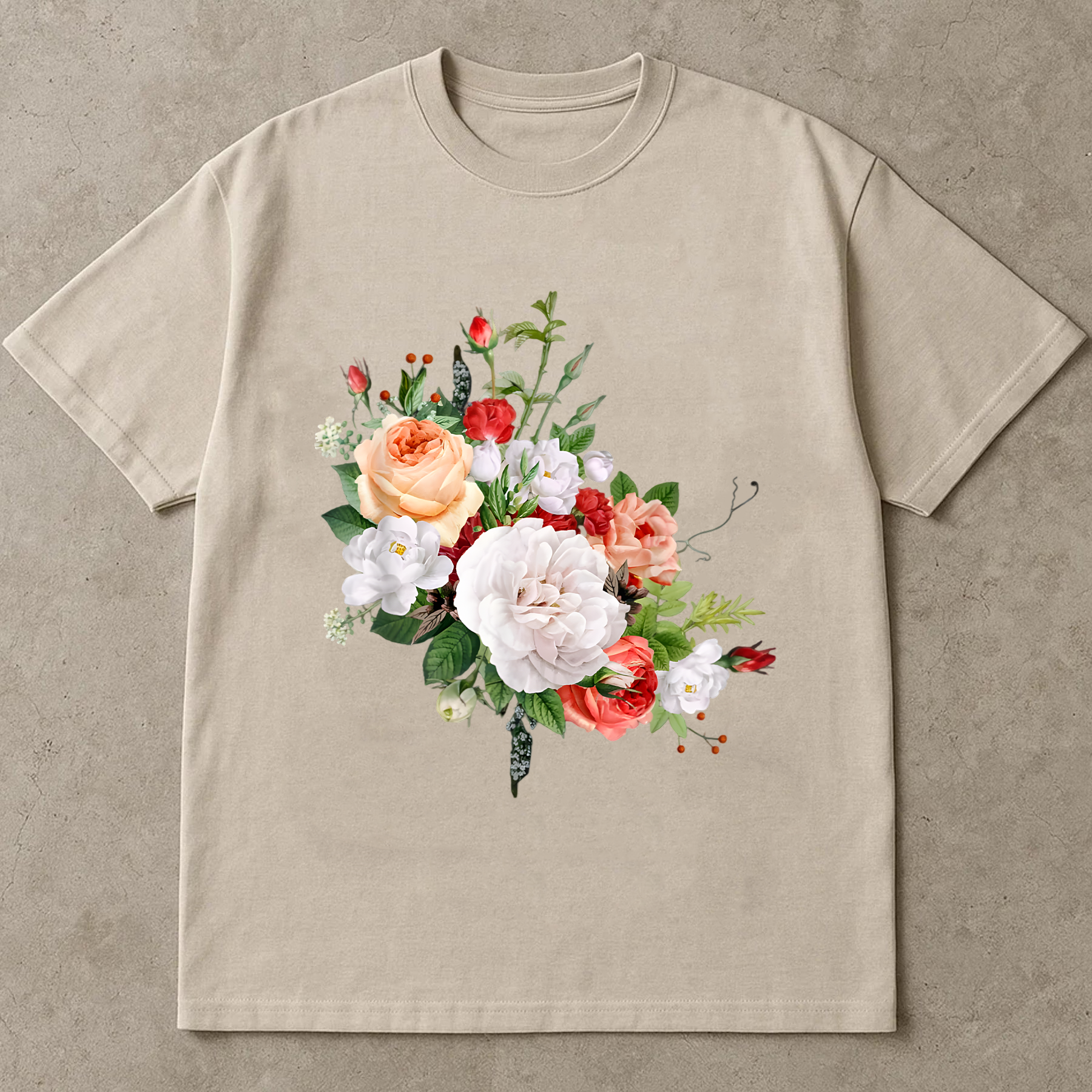 Vintage Floral Shirt, Soft Cottagecore Flower Tee, Romantic Garden Shirt, Boho Botanical T-Shirt, Elegant Rose Design Tee