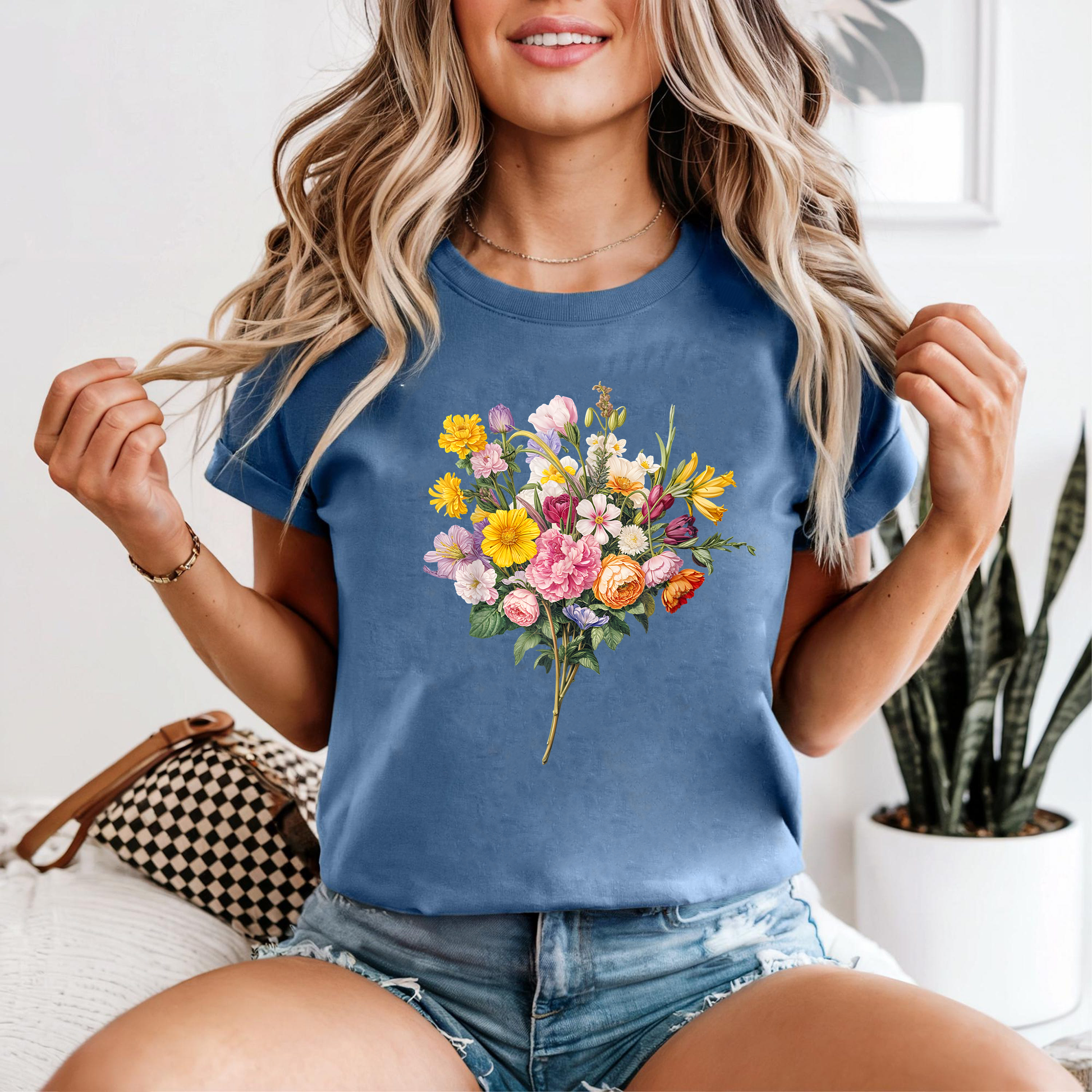 Wildflower Bouquet Shirt, Bright Botanical Tee, Garden Flower T-Shirt, Colorful Floral Shirt, Cottagecore Nature Tee
