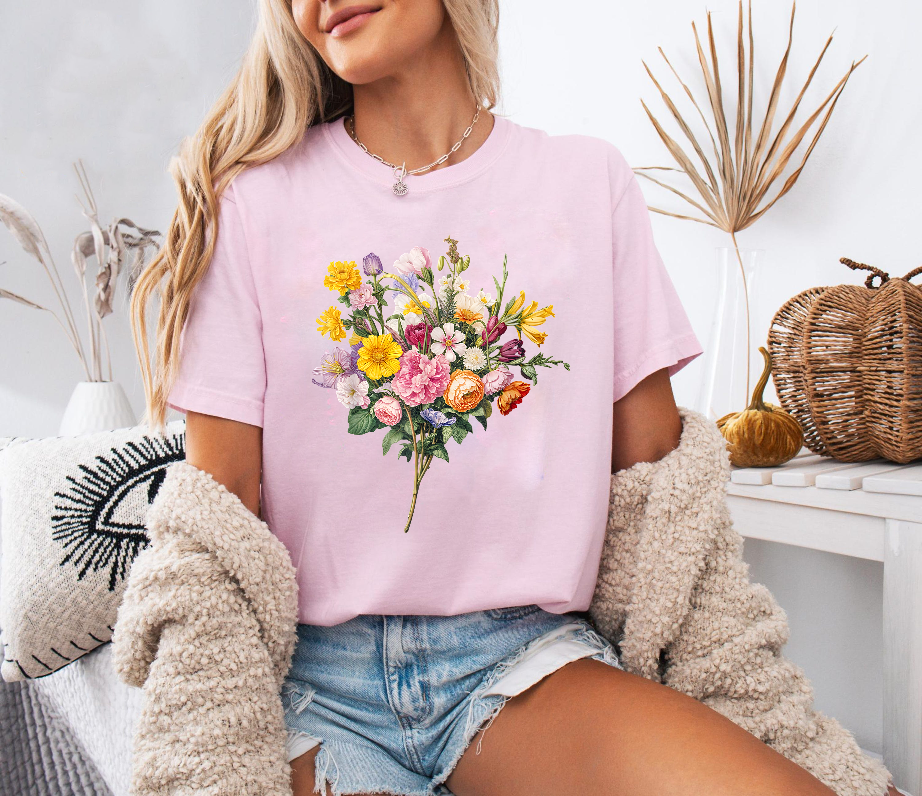 Wildflower Bouquet Shirt, Bright Botanical Tee, Garden Flower T-Shirt, Colorful Floral Shirt, Cottagecore Nature Tee
