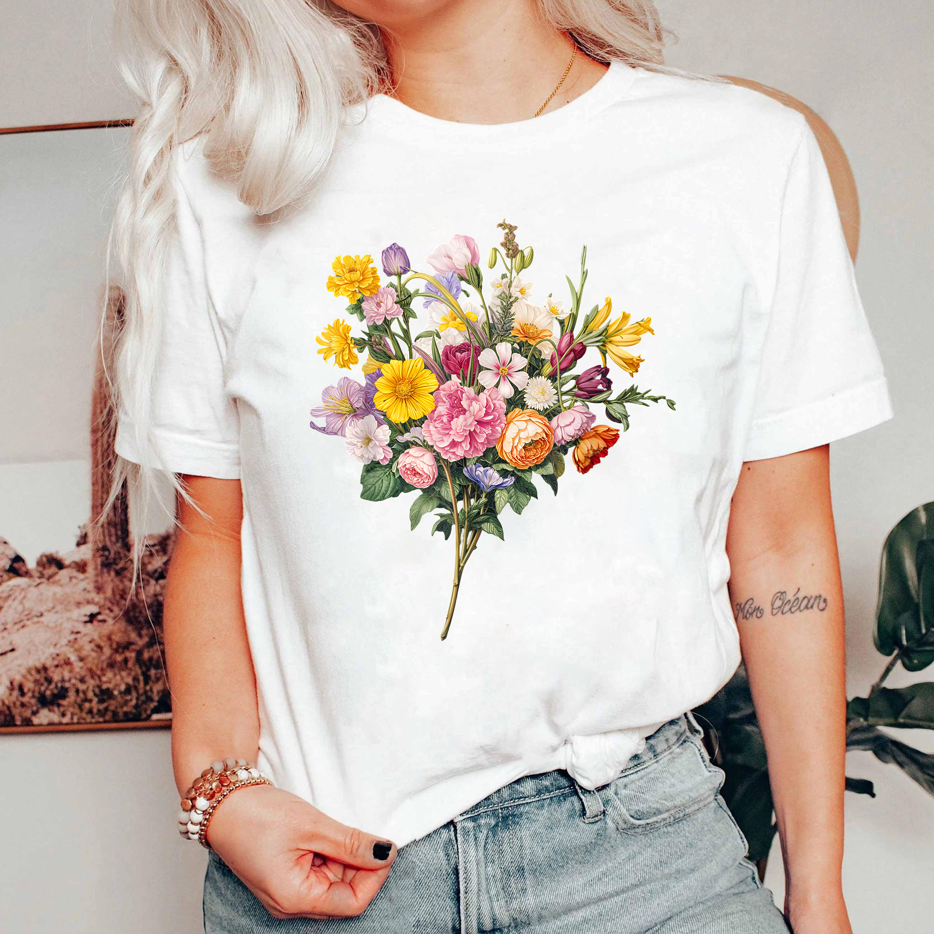 Wildflower Bouquet Shirt, Bright Botanical Tee, Garden Flower T-Shirt, Colorful Floral Shirt, Cottagecore Nature Tee