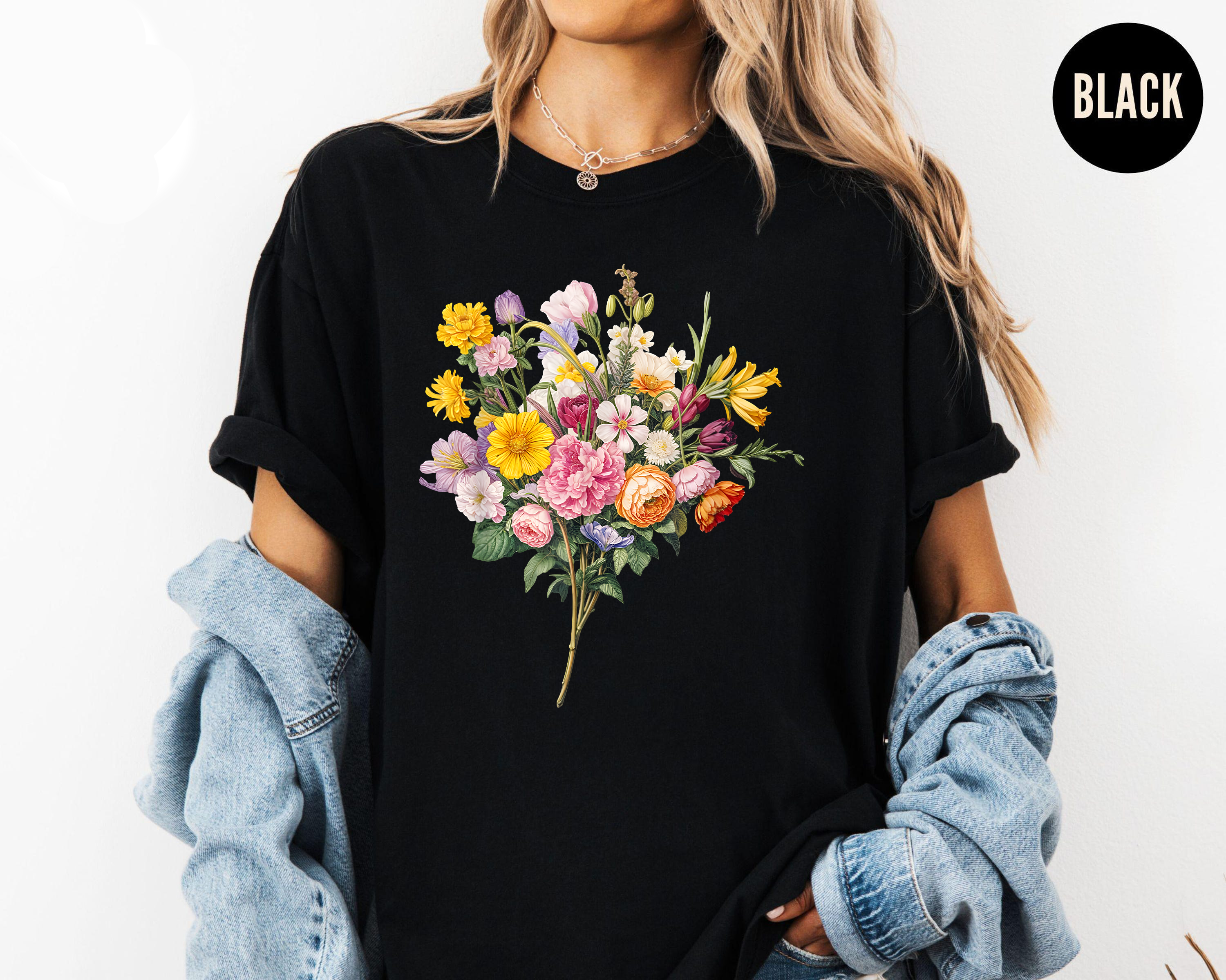 Wildflower Bouquet Shirt, Bright Botanical Tee, Garden Flower T-Shirt, Colorful Floral Shirt, Cottagecore Nature Tee