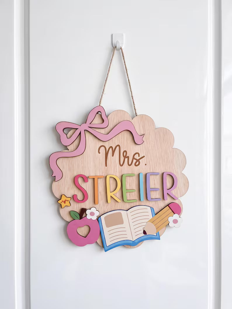 Personalized 3D Teacher Door Sign, Back to School Classroom Decor, Teacher Appreciation Gifts. DHPETAL12
