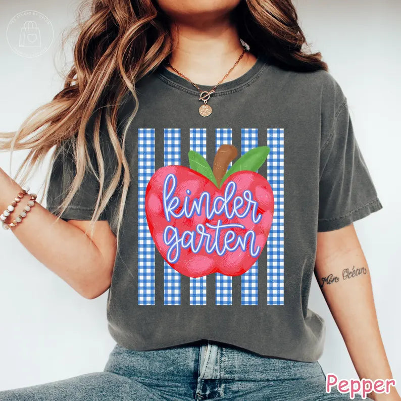 Comfort Colors® Kindergarten Teacher Shirt, Back To School Shirt, Teacher Team Shirts. First Day of School Teacher Student Boys Girls Kids. SPETAL8