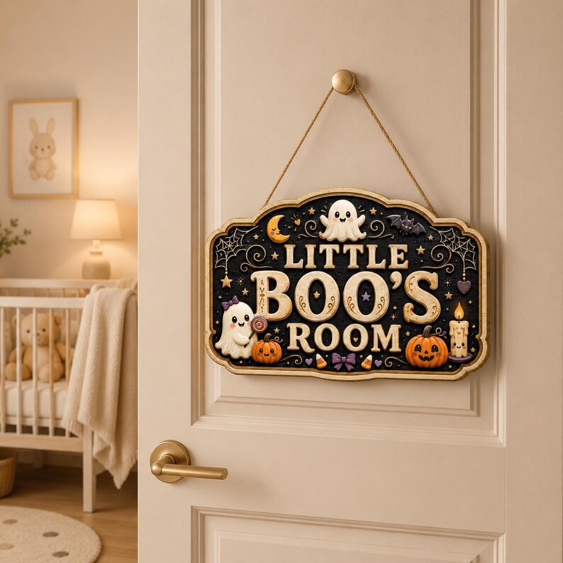 Monster Door Sign, Custom Kids Room Decor, Spooky Nursery Name Sign, Halloween Door Hanger, Gothic Baby Room Decor. HLWDHPETAL10