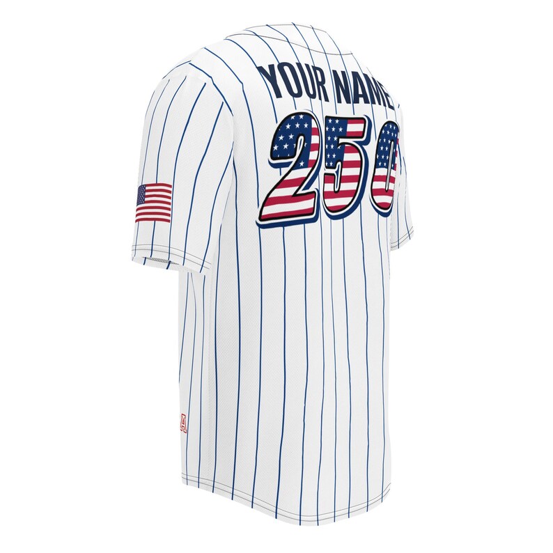 Personalized USA 250th Baseball Jersey, Red White and Blue, Custom Patriotic Shirt, Independence Day Apparel, 4th of July Custom Patriotic Baseball Jersey, 250th USA Name Number Shirt. BJPETAL04