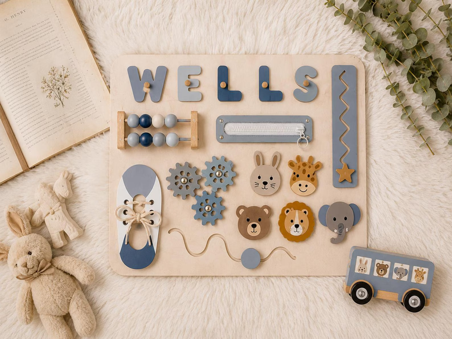 Personalized Wooden Name Puzzle, Custom Montessori Busy Board for Toddlers, Baby Name Puzzle Gift, First Birthday Gift, Baby Boy Girl Toy. NPPETAL5