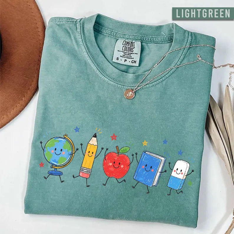 Back To School Shirt, Cute School Supplies Shirt, Teacher Student Shirt, Doodle Classroom Shirt, First Day Of School Gift, Happy School Tee. SPETAL16