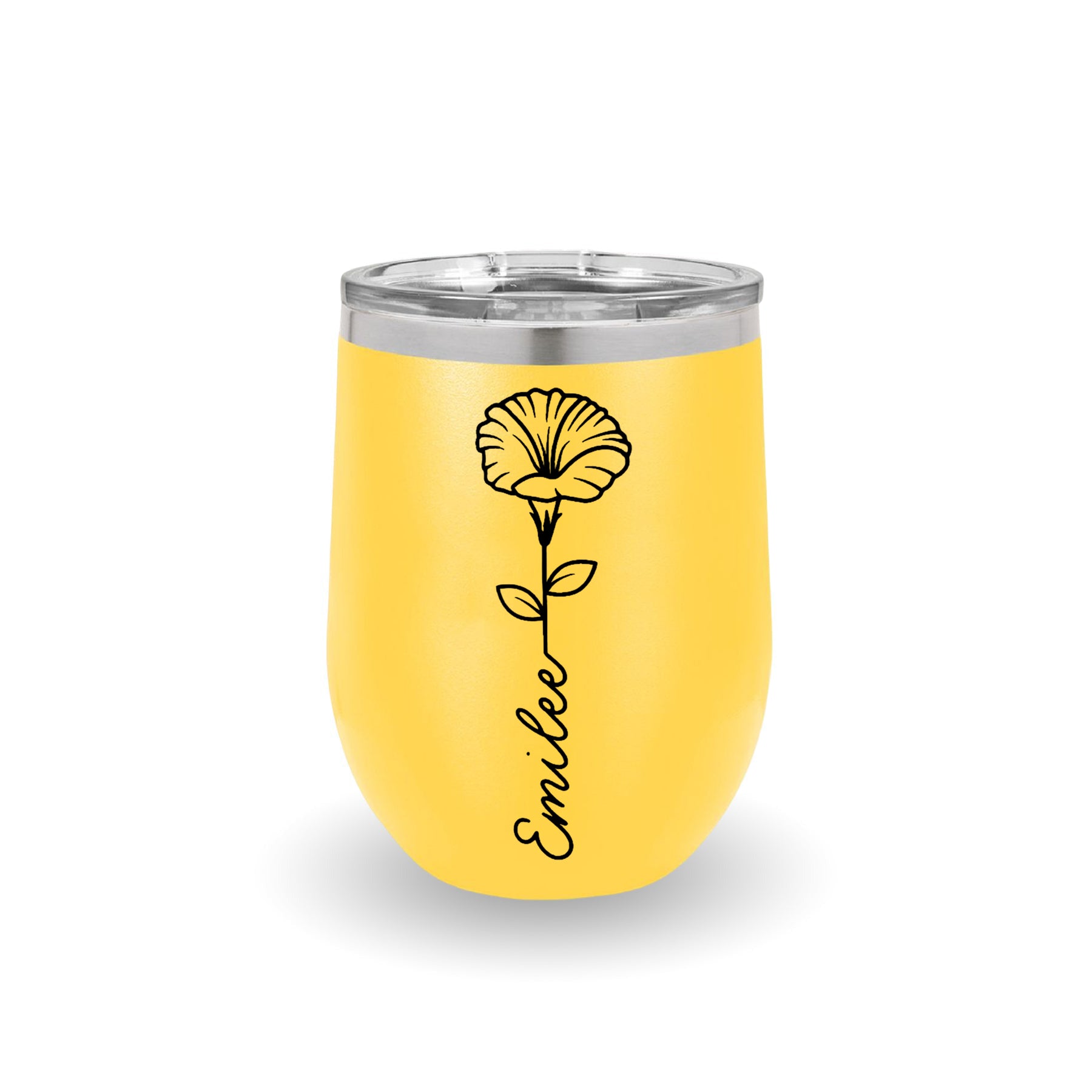 Personalized Birth Flower Wine Tumbler with Name, Custom Stainless Steel Floral Cup, Colorful Insulated Birthday Gift for Her