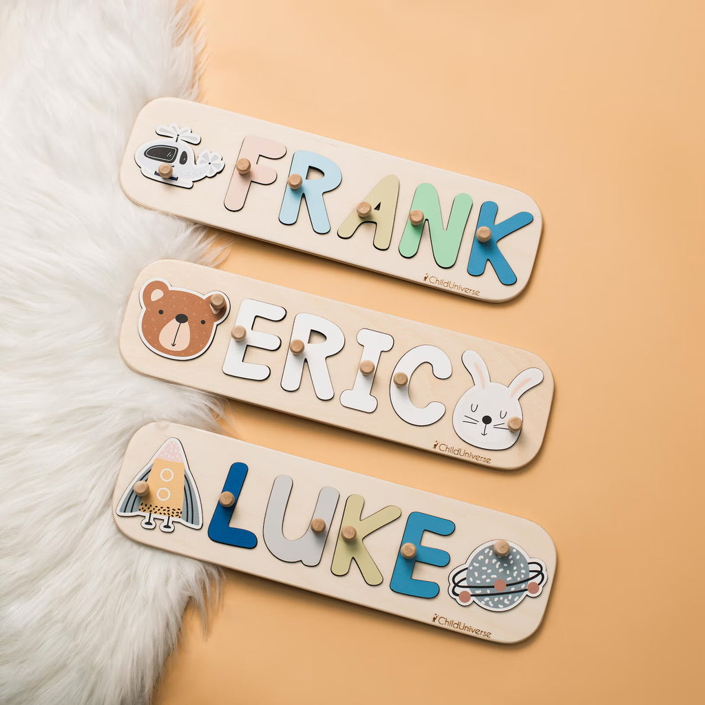 New Baby Gift Wood Name Puzzle for Toddler Montessori Puzzle, First Birthday Gift for Boy, Girl, Wooden Toys, Custom Gift for Kids. NPPETAL4