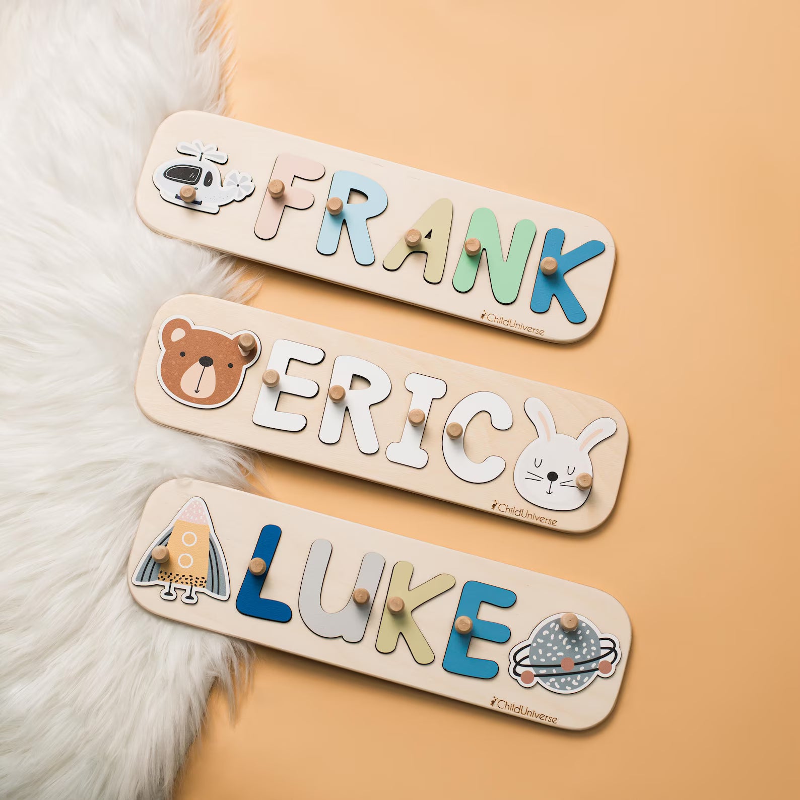 New Baby Gift Wood Name Puzzle for Toddler Montessori Puzzle, First Birthday Gift for Boy, Girl, Wooden Toys, Custom Gift for Kids. NPPETAL4