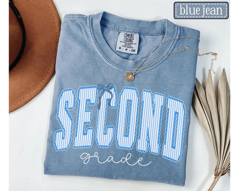 Second Grade Teacher Shirt • Comfort Colors 2nd Grade Teacher Tshirt • Second Grade Back To School Teacher Gift • Striped Seersucker Teacher. SPETAL17