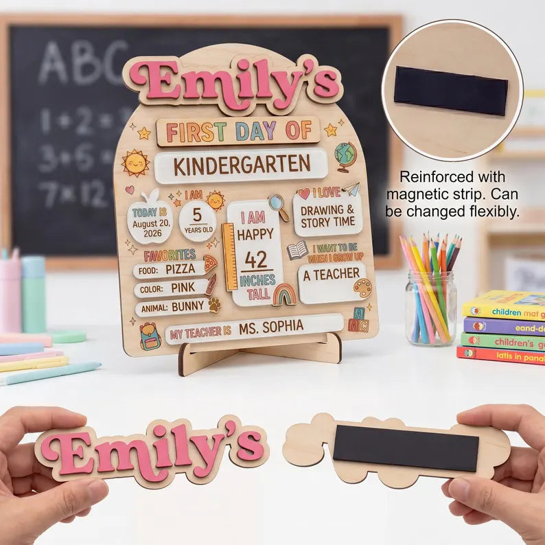 Custom First Day of School Sign, Back to School Board, Preschool Kindergarten 1st Day of School Sign, Last Day of School Keepsake. SBPETAL08