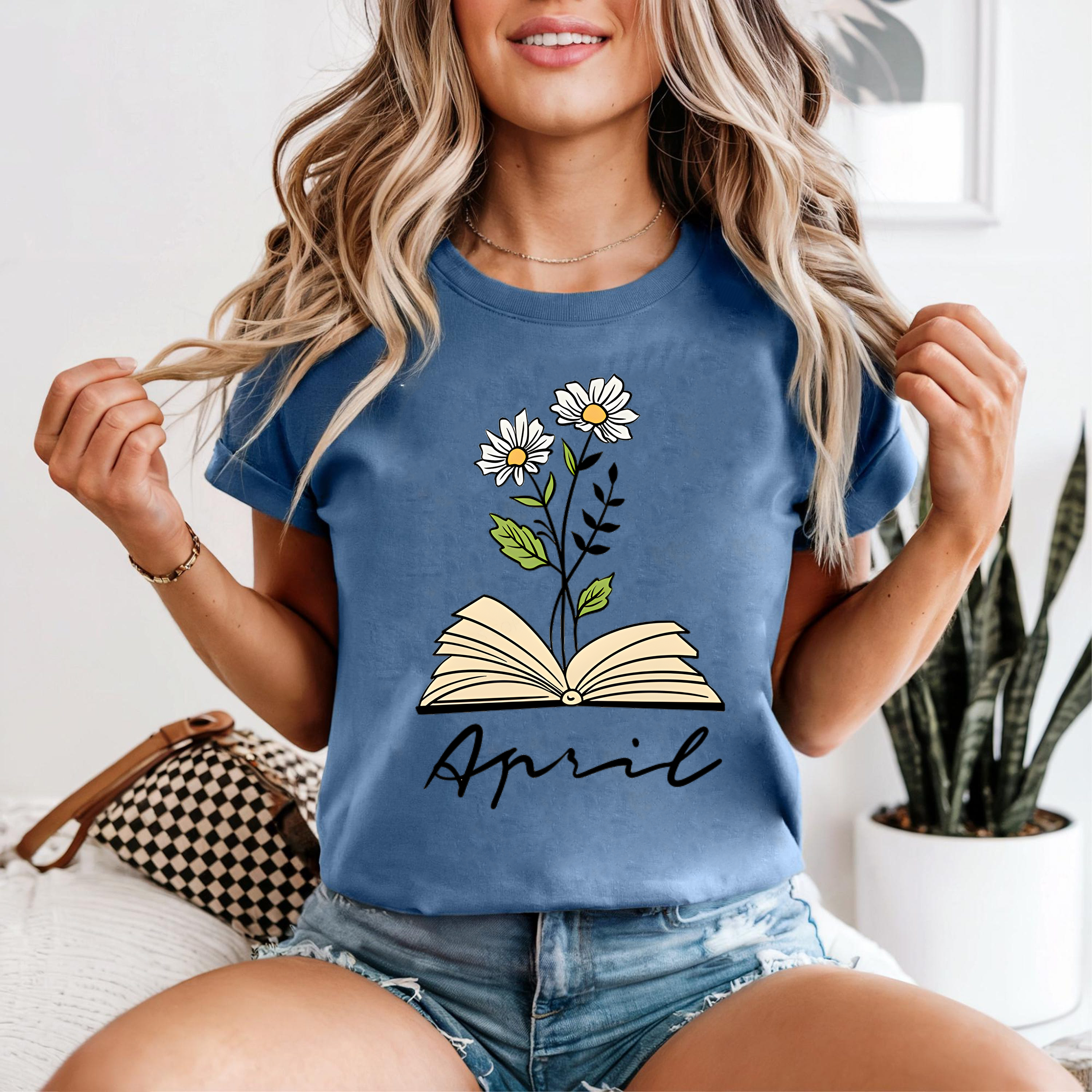 Daisy Flower Book Shirt, Teacher Reading Shirt, Floral Graphic Tee, Book Lover Gift T-Shirt, Botanical Literary Shirt