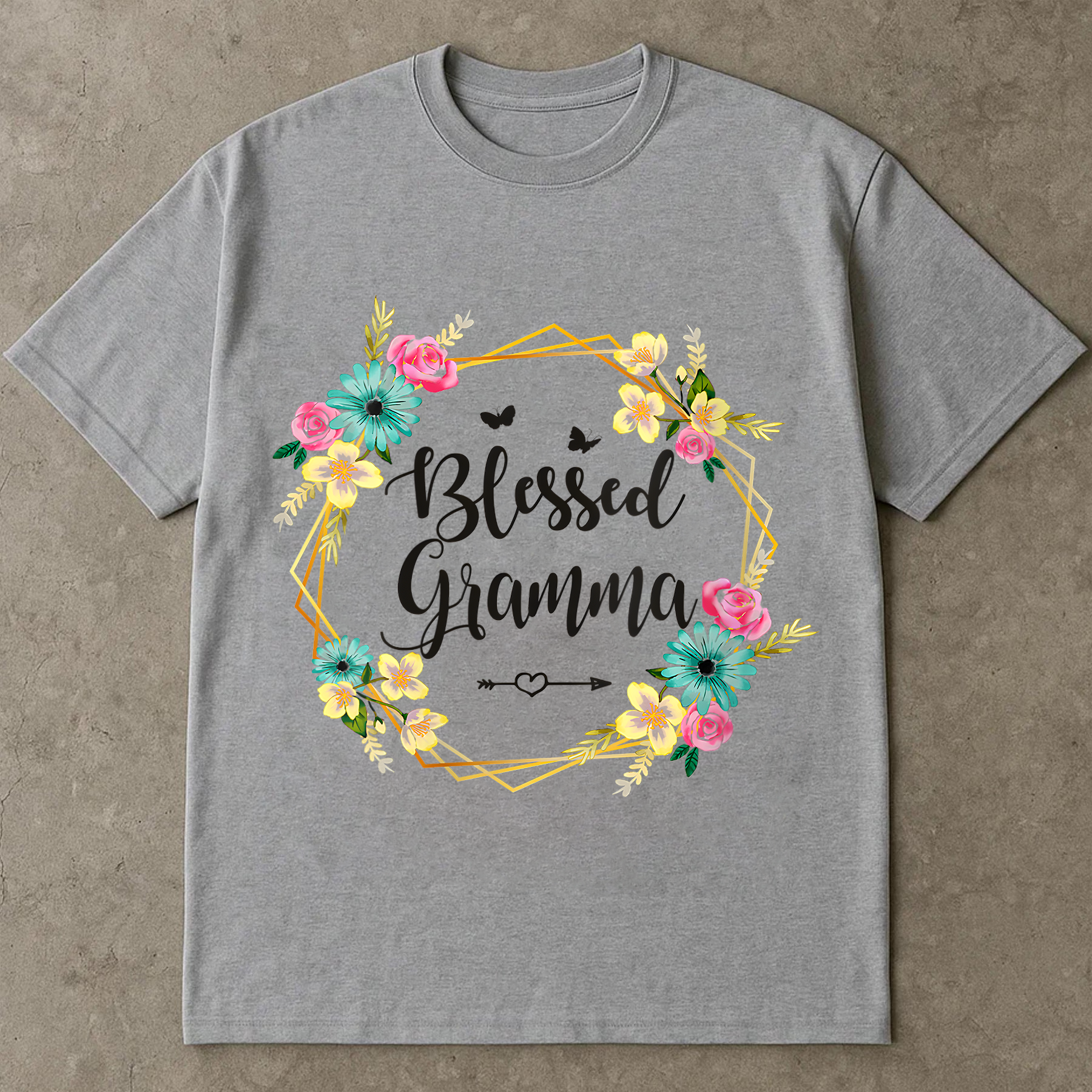 Blessed Gramma Shirt, Colorful Floral Tee for Grandma, Gift for Gramma, Cute Nana Shirt, Women's Flower Graphic Tee