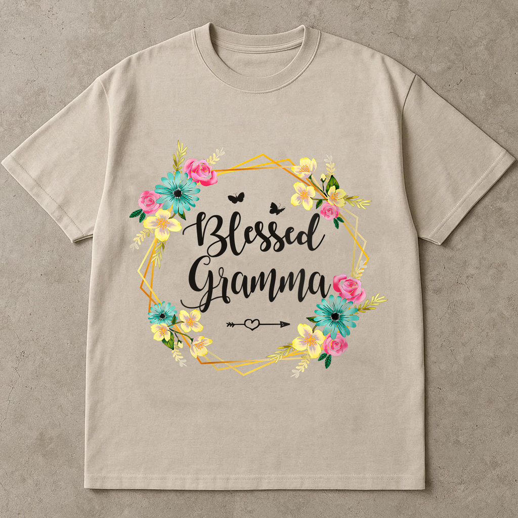 Blessed Gramma Shirt, Colorful Floral Tee for Grandma, Gift for Gramma, Cute Nana Shirt, Women's Flower Graphic Tee