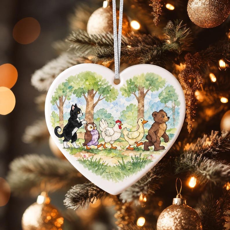 Cute Little Bear Christmas Ornament, Custom Ceramic Decoration, Woodland Animal Holiday Decor, Watercolor Art, Baby's First Christmas Gift CERAMIC06